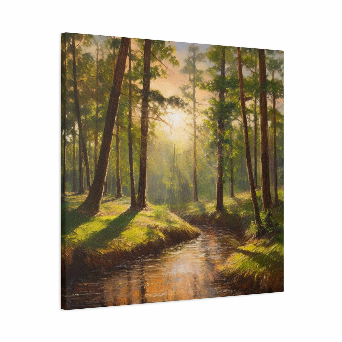 Forest Print Canvas, Trees Oil Paint Print 20x20, 24x24, 30x30, 32x32, 36x36 Art Design Print Pine-Wood Inner Frame MC-73