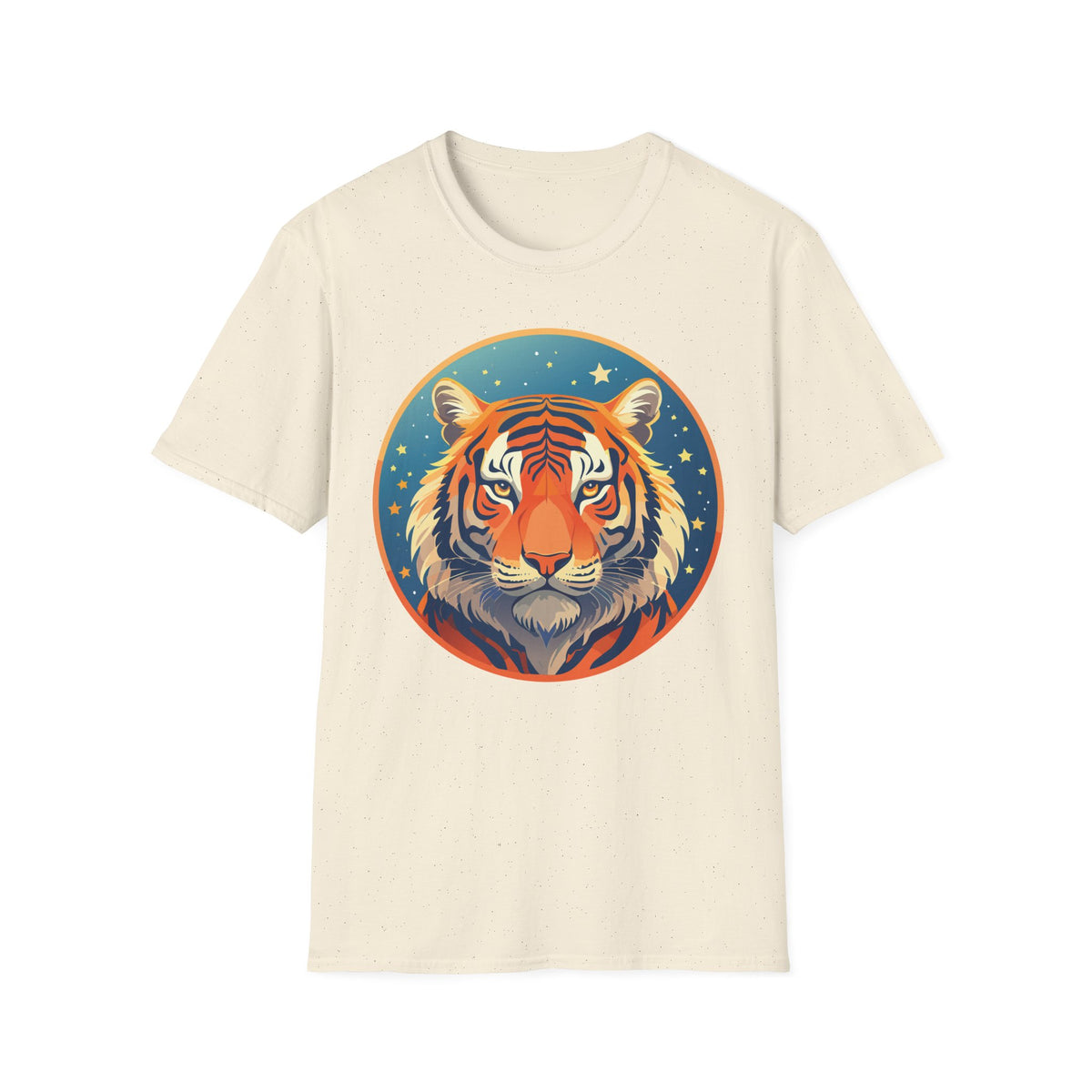 Tiger Head Illustration T-Shirt | Retro Celestial Stars