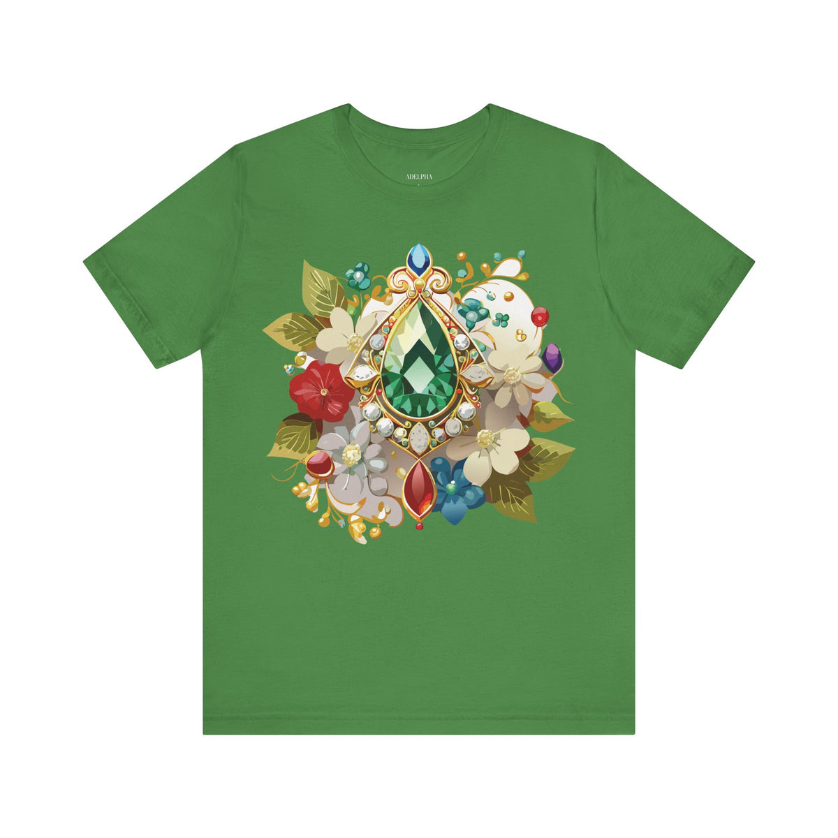 Jewelry Graphic Unisex Cotton Bella+Canvas Tee with Gemstones Art Design m45