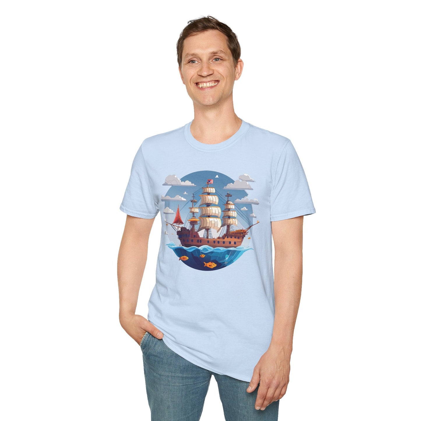 Ship T Shirts Frigate T Shirts Vessel Tee Shirt Unisex Softstyle Cotton Tee Gildan 64000