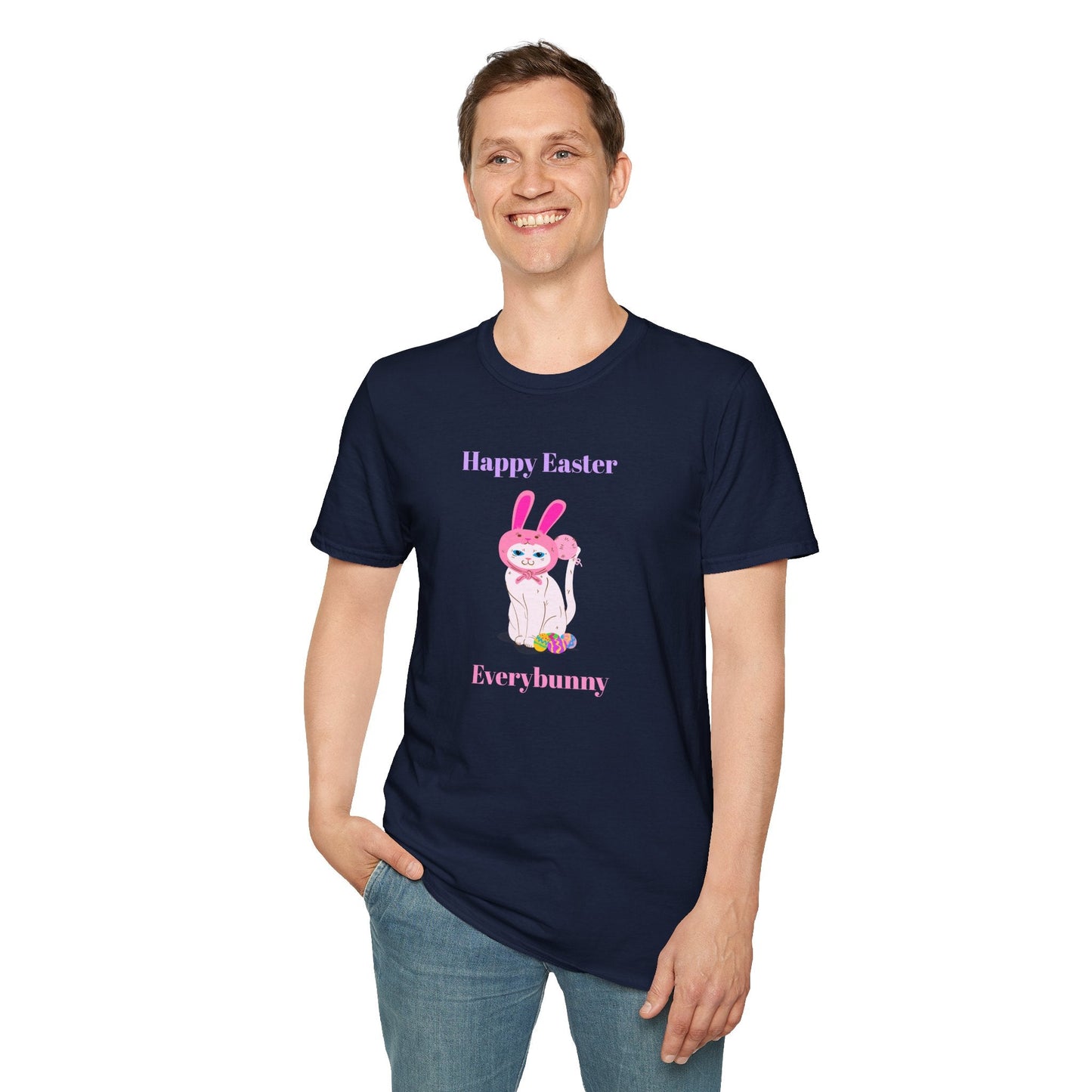 Unisex Easter Bunny T Shirt Softstyle 64000 Tee With Easter Design Print Gildan 100 Percent Ring Spun Cotton