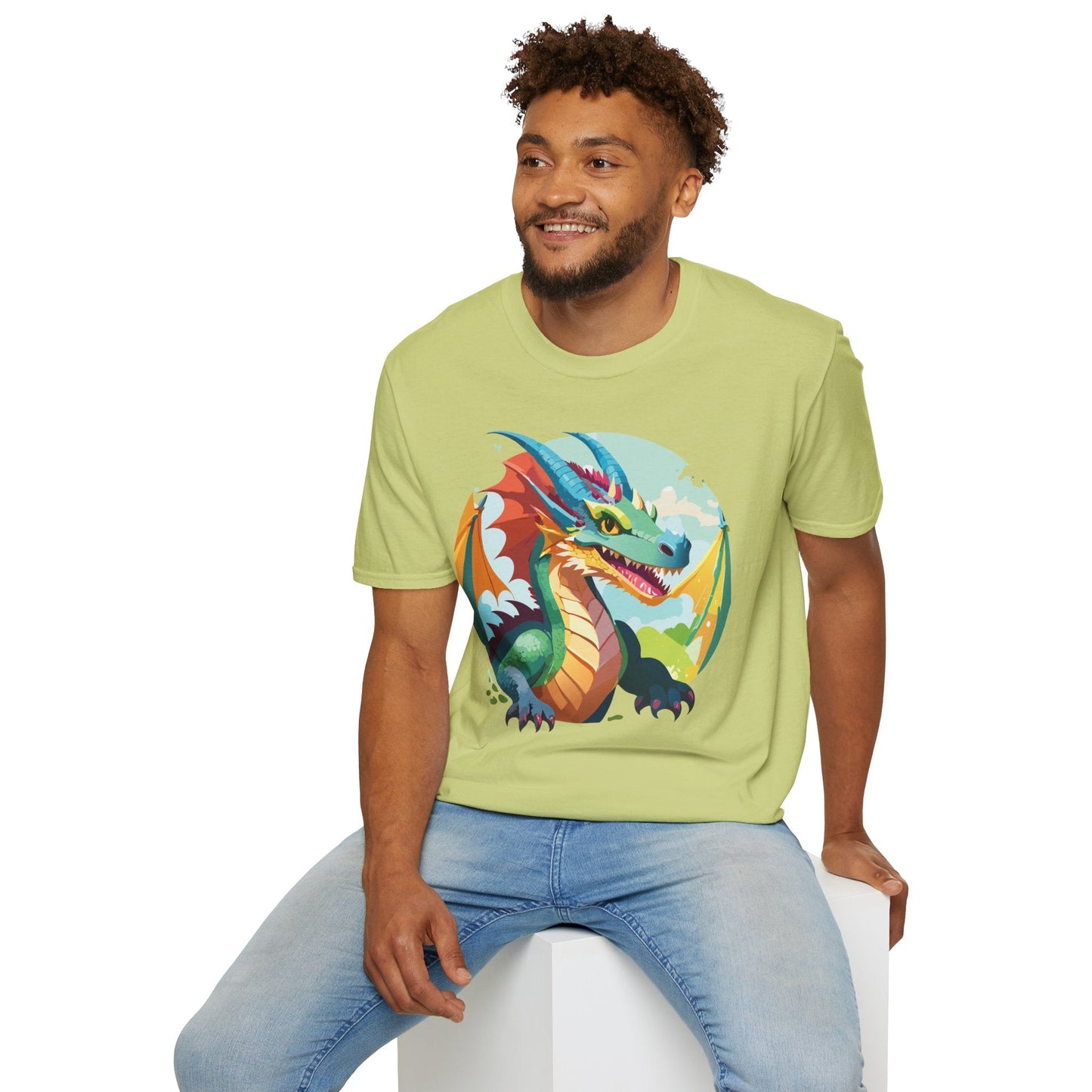 Unisex Dragon Graphic Tee By Gildan Softstyle 64000 Short Sleeve Cotton Tee Art Design