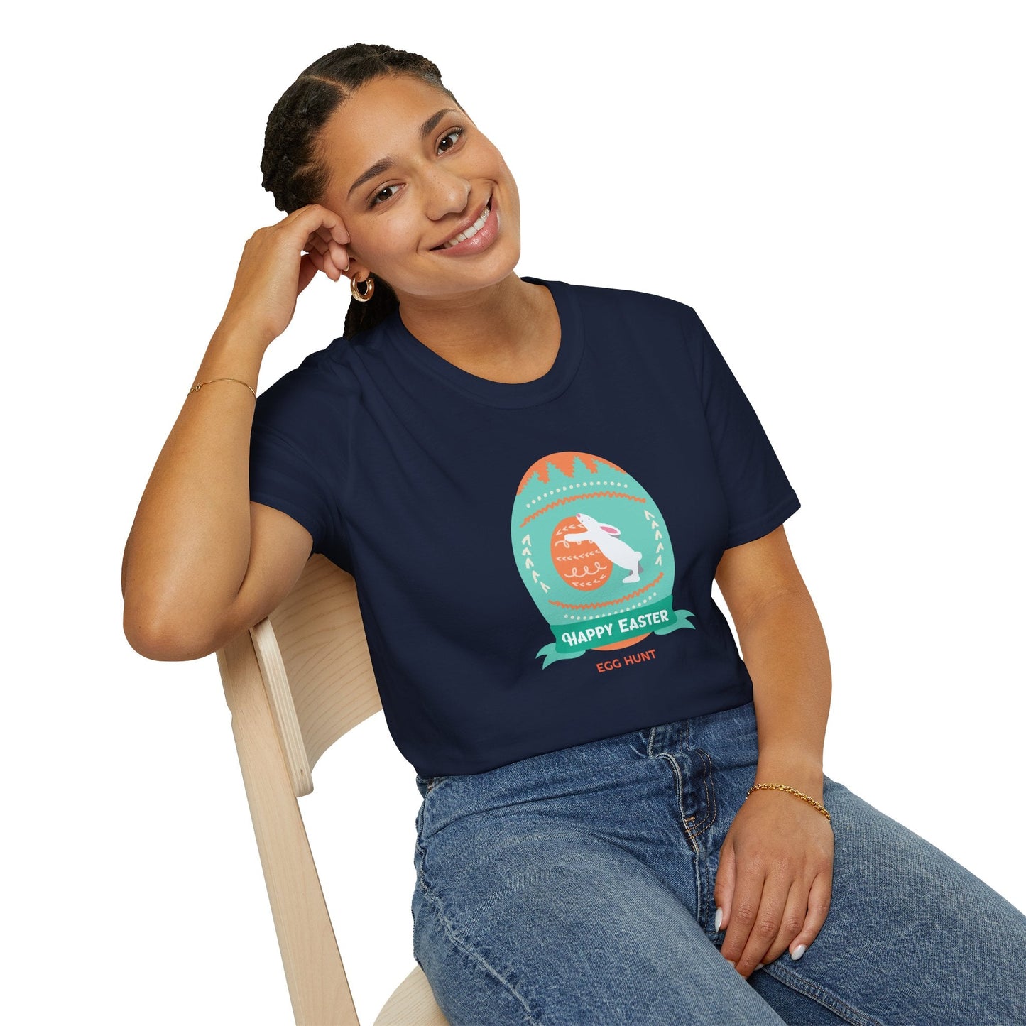 Easter Egg T Shirt Unisex Softstyle Tee With Easter Signature Design 100 Percent Ring Spun Cotton