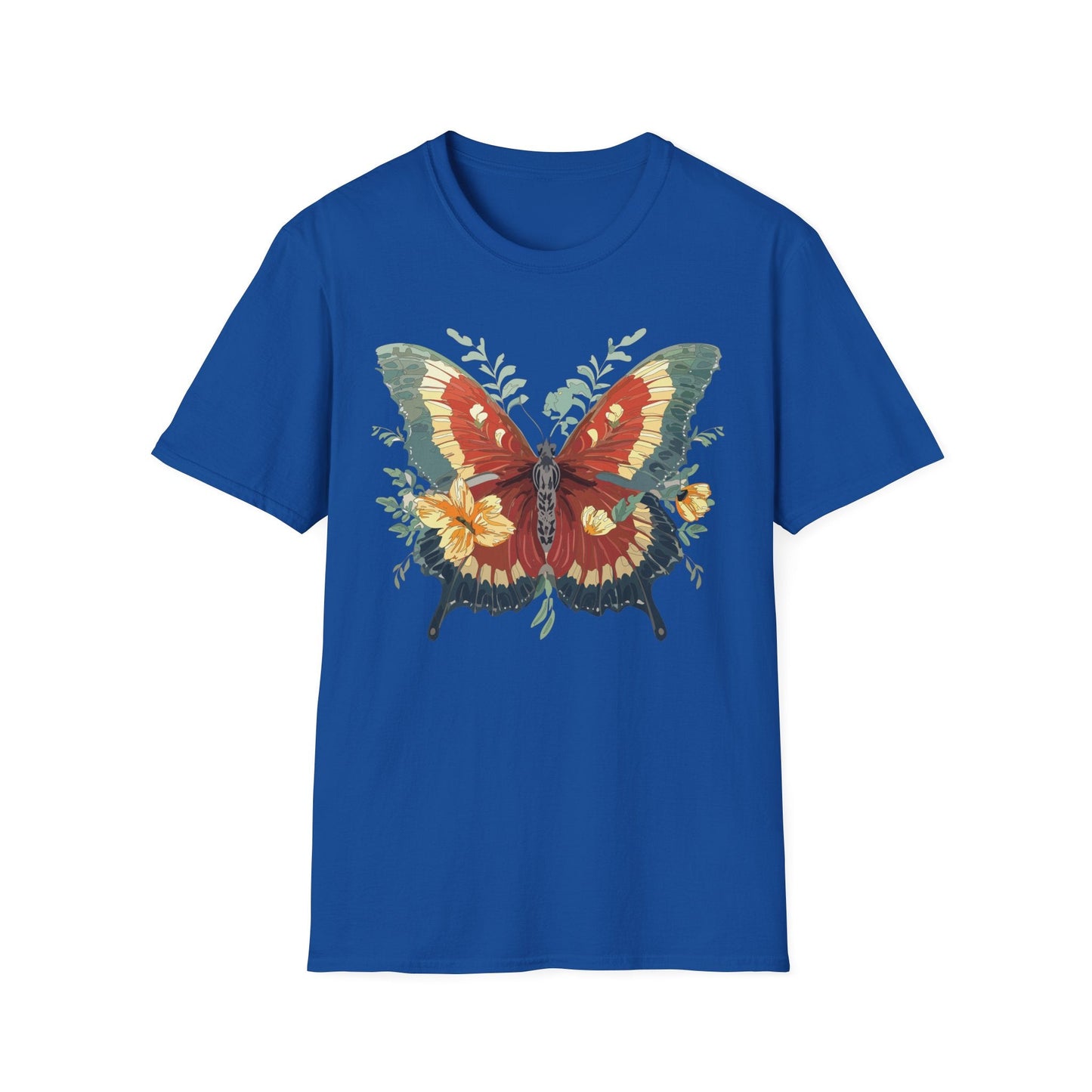 Butterfly T Shirt Unisex Gildan Softstyle 64000 Comfort Monarch Design 100 Percent Cotton