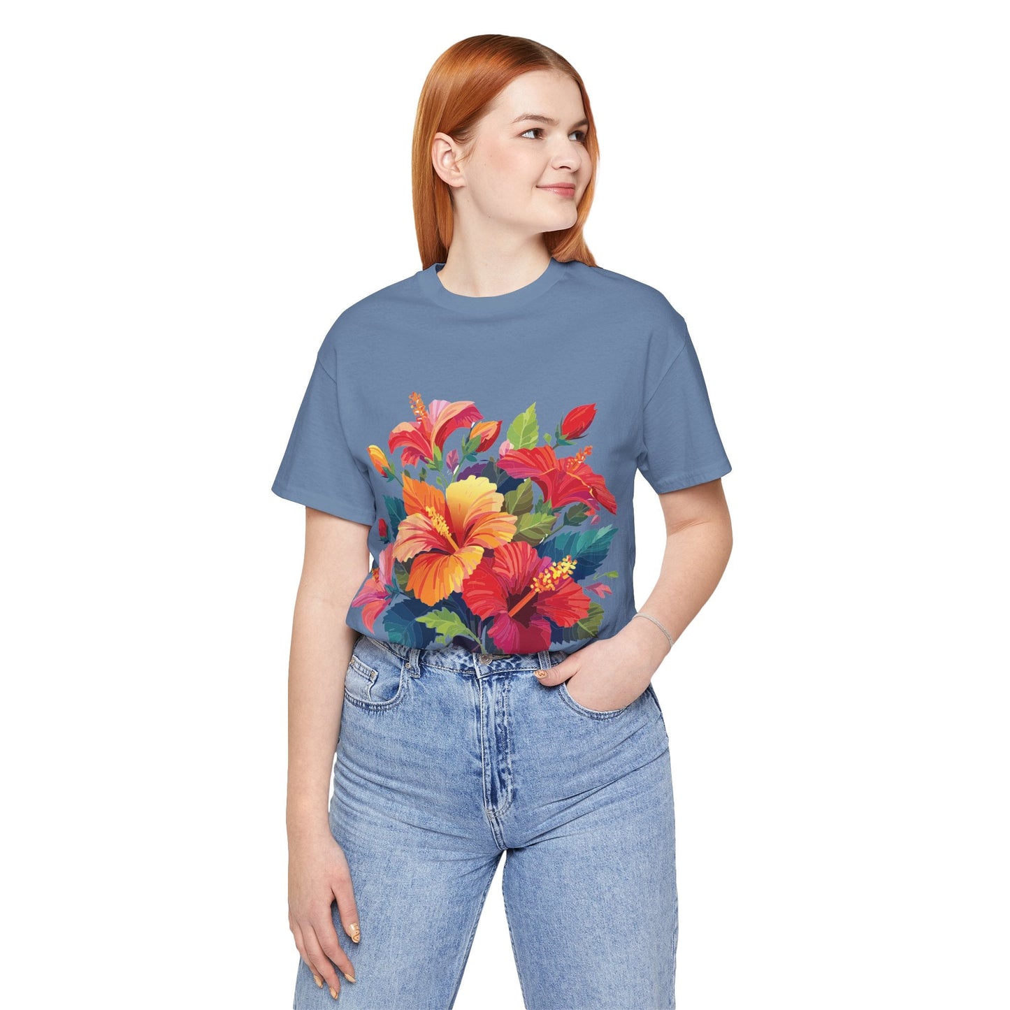 Retro2Nova Floral Shirt Unisex Jersey Short Sleeve Tee From Flowers Collection Bold Vibrant Design