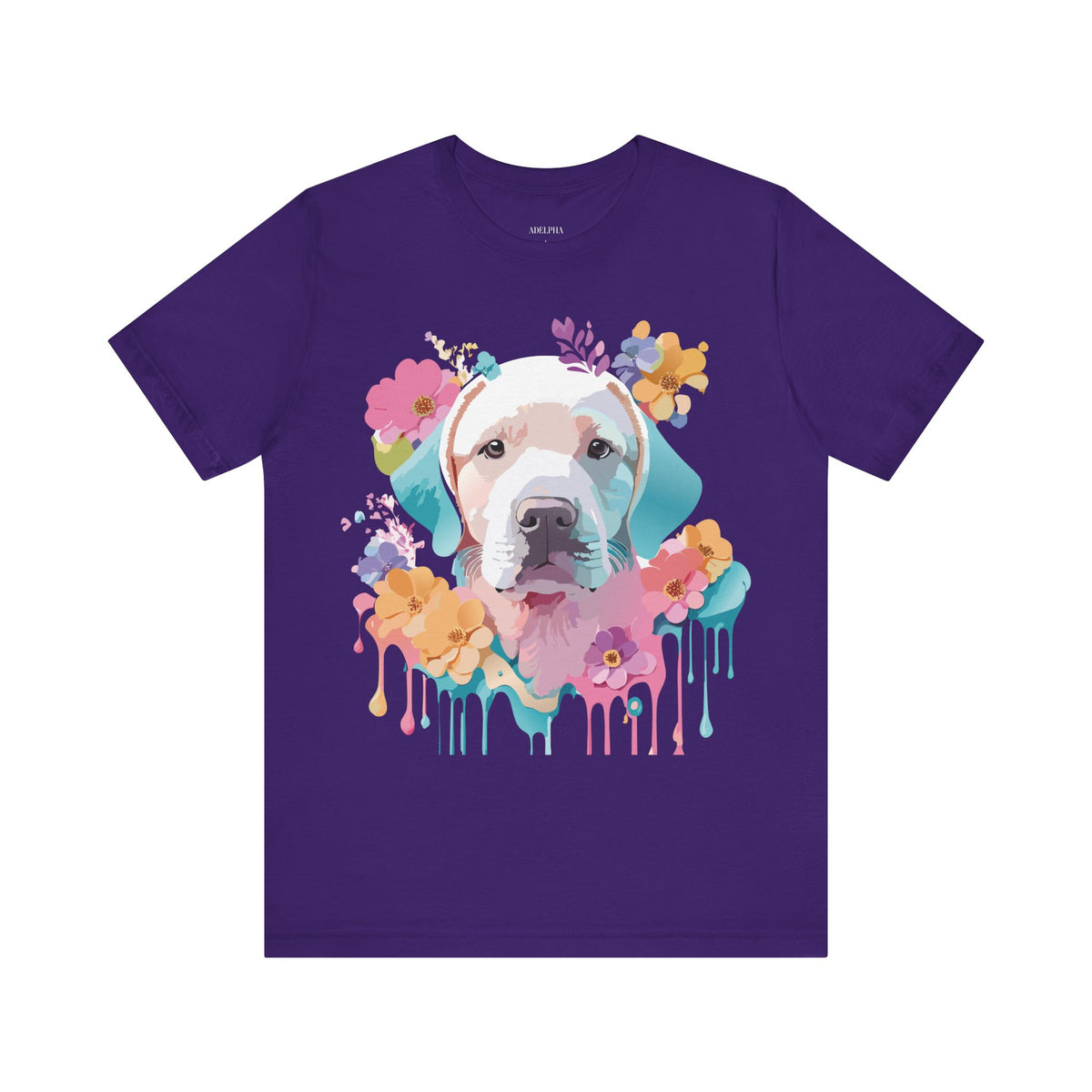 Dog Graphic Unisex Cotton Bella+Canvas Tee with Art Animal Design e114