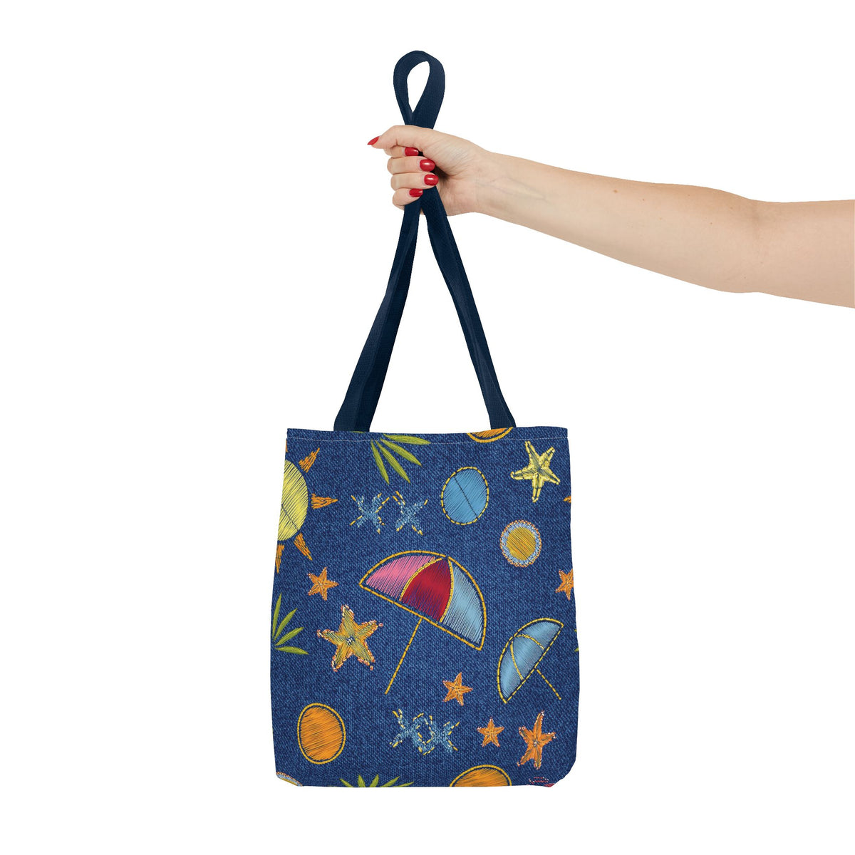 Denim Fabric Imitation Print Unisex Canvas Bag Poly Spun 3 Sizes Tote Bag 182-11