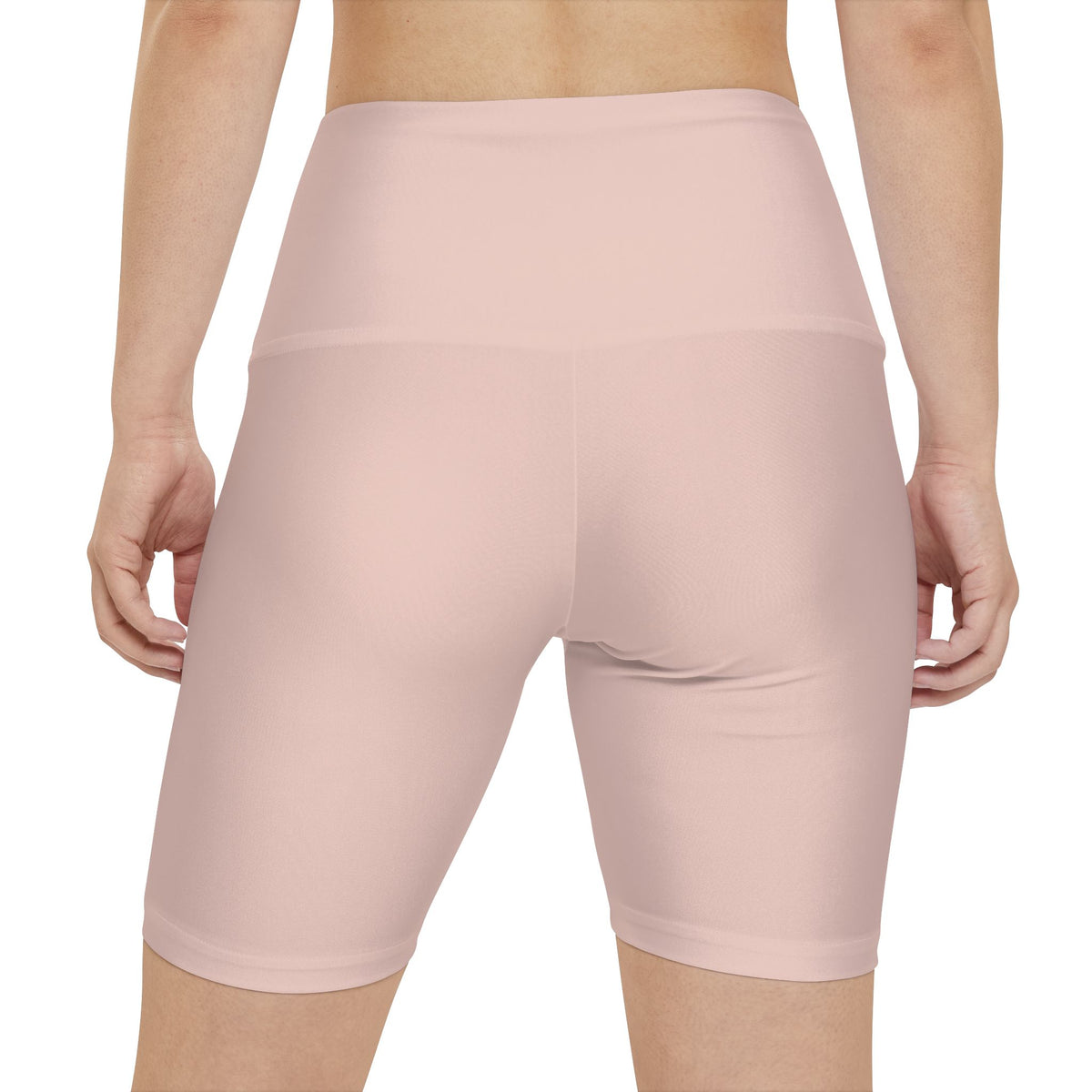Almond Silk Beige Women's Nude Pink High-Waist Workout Shorts — Biker Fitness Activewear