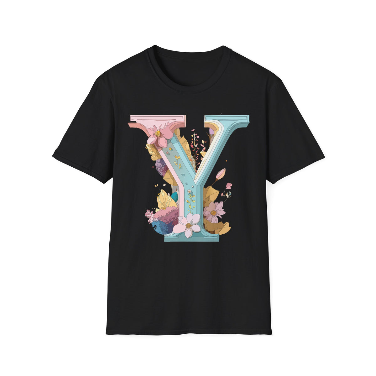Floral Letter V T-Shirt | Pastel Monogram Tee