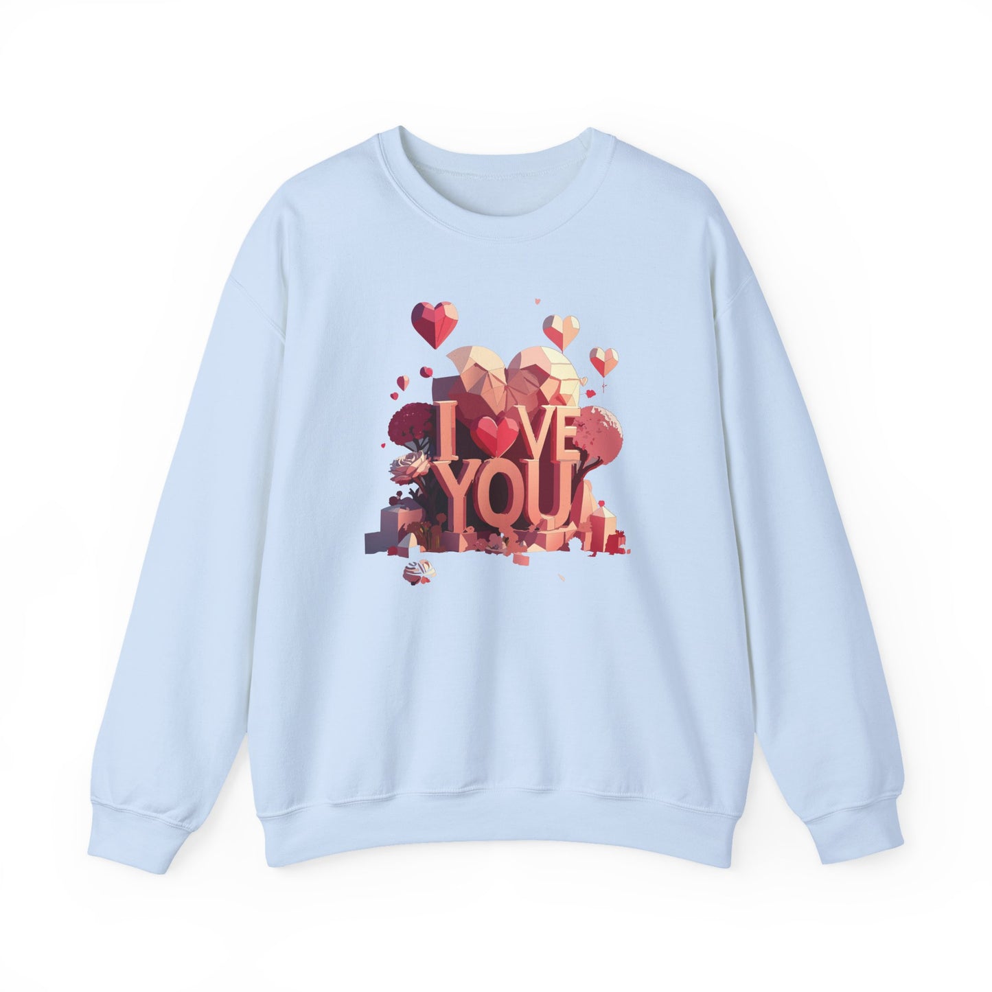 Unisex Big Heart Love Sweatshirt, Love Heart Sweatshirt, Floral Love Sweatshirt, 50/50 Cotton-Poly Valentine's Day Sweatshirt 10