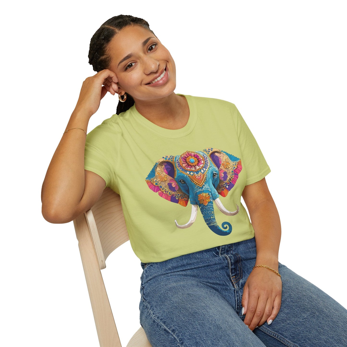 Unisex Elephant Graphic Tee Gildan Softstyle Cotton T Shirt Animal Print Comfortable Wear