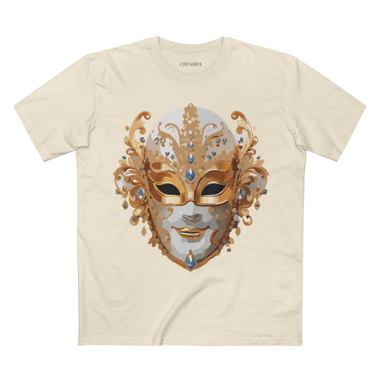 Carnival Mask Graphic T-Shirt Unisex 100 Cotton With Antique Gold Art Design Tee 20