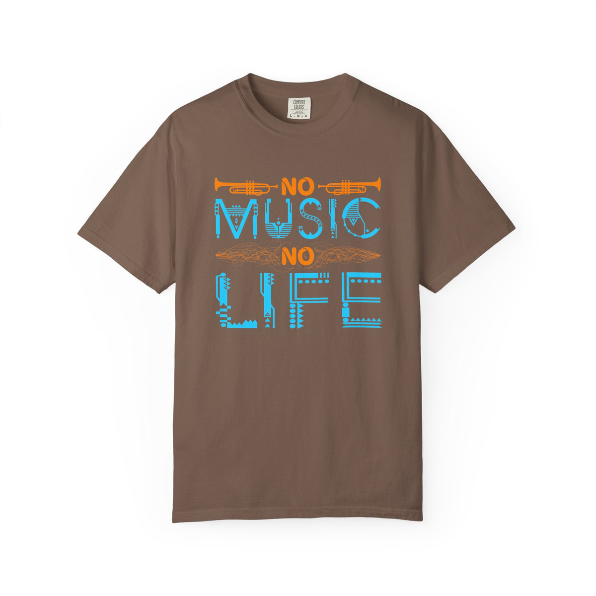 No Music No Life T-shirt Musical Instruments Typography Unisex Cotton Tee 077