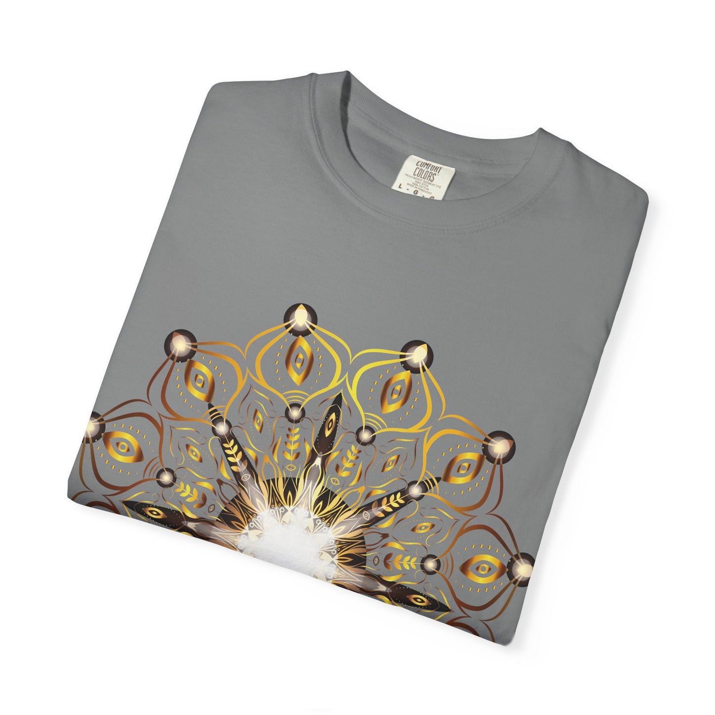 Unisex Garment Dyed Cotton T-Shirt with Mandala Graphic Design