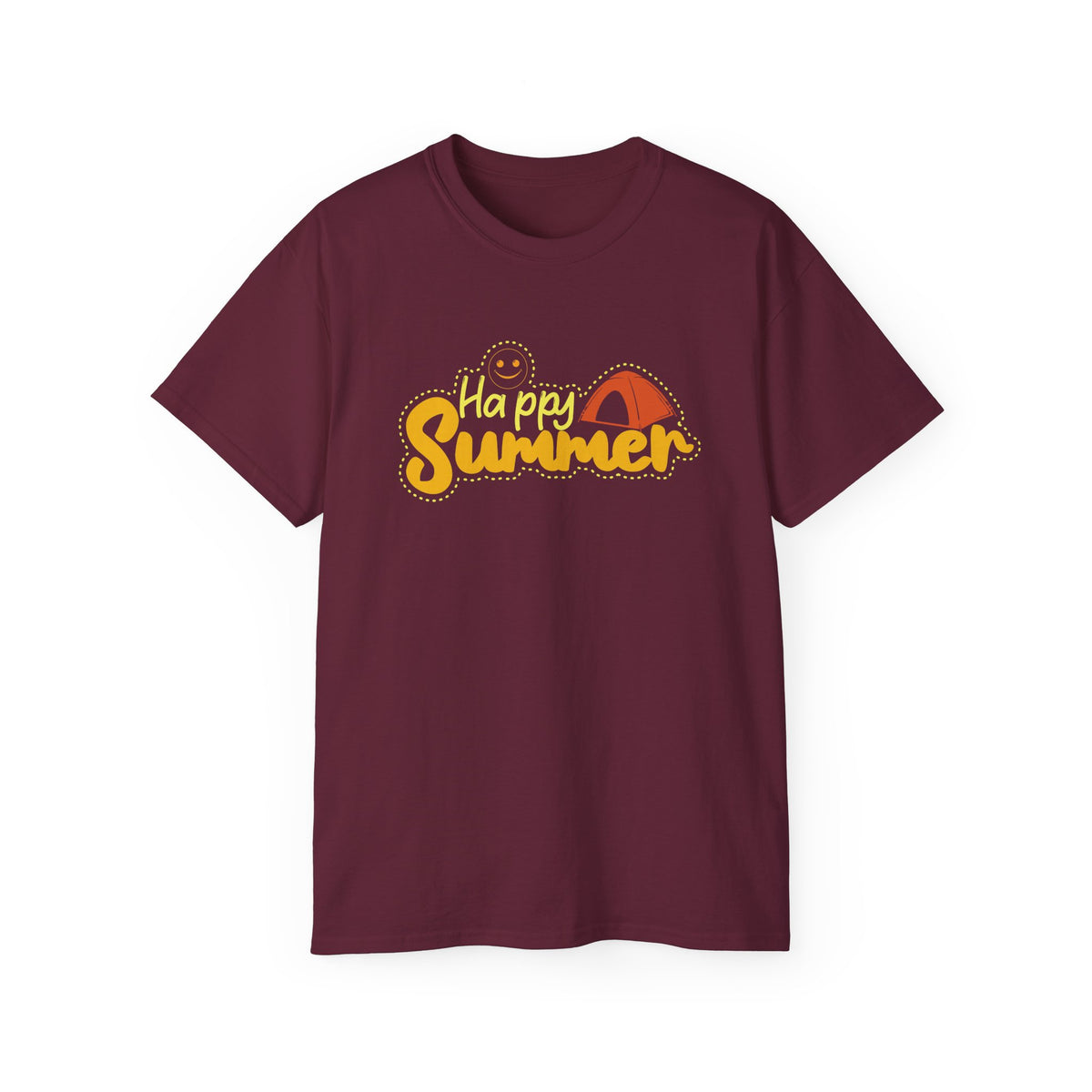 Happy Summer Sunshine Graphic Tee | Beach Tent, Sunglasses, Retro Script