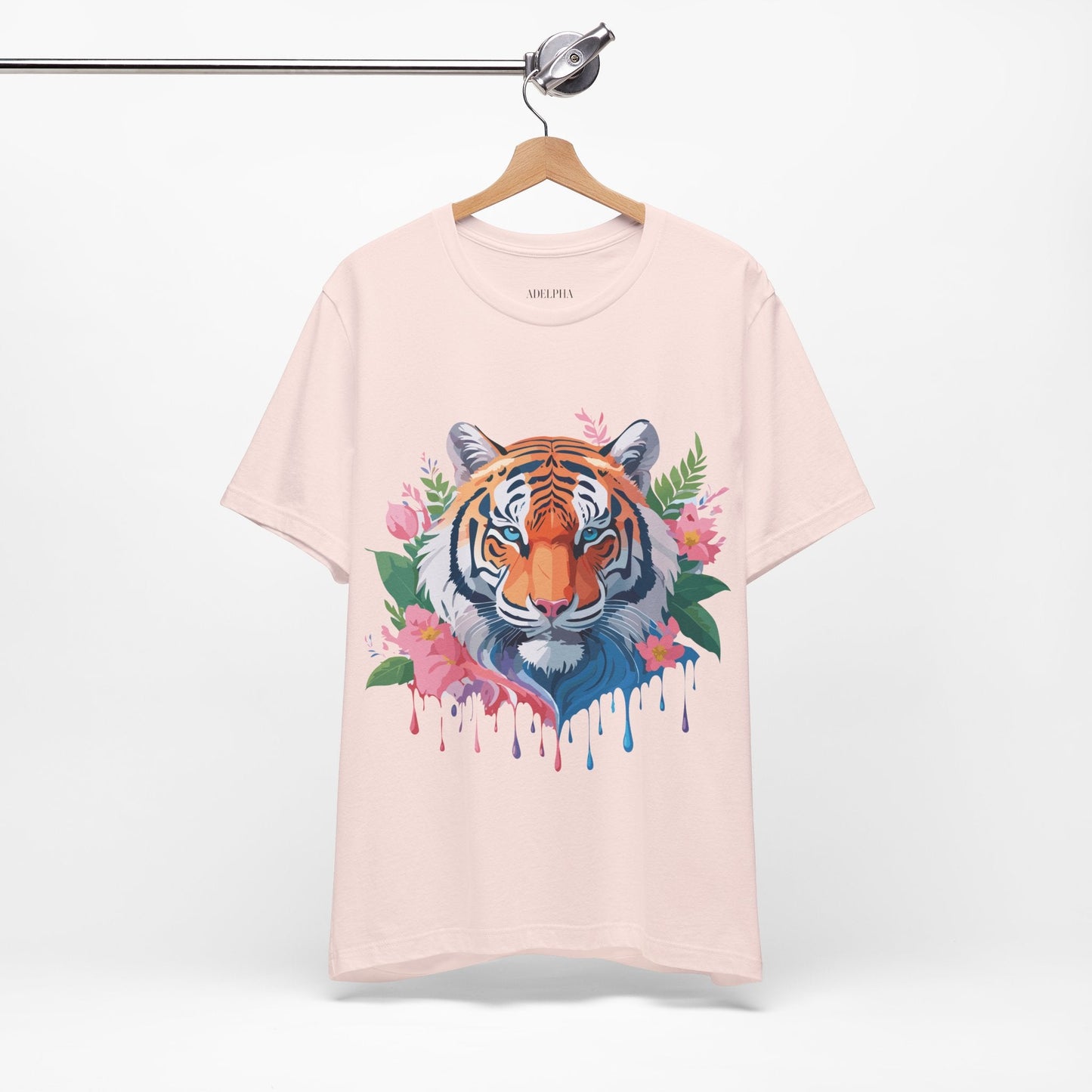 Tiger Graphic Tee Unisex Short Sleeve Shirt With Vintage Inspired Artwork By Adelpha