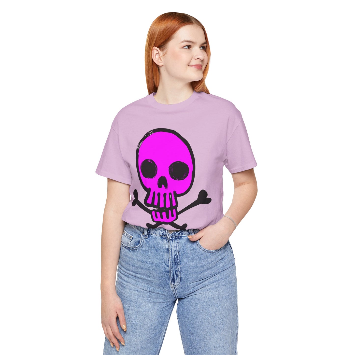 Pink Skull Graphic Design Tee, Skull Shirt, Vintage Tees, Art Design T-Shirt, Vintage Graphic Tee, Art Shirts with Skulls