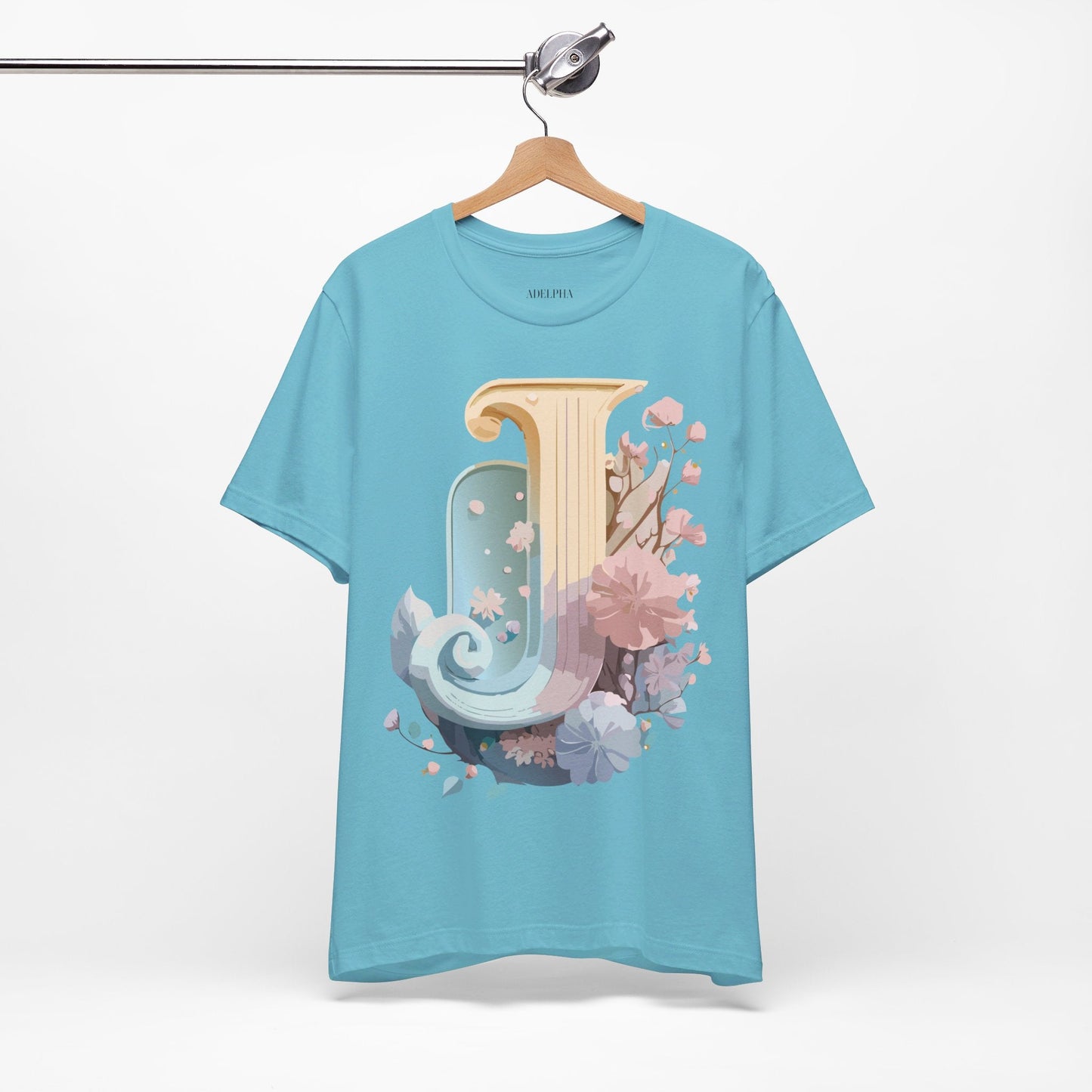 Letter J Shirt Unisex Graphic Tee Adelpha Vintage Inspired Artwork Design Short Sleeve