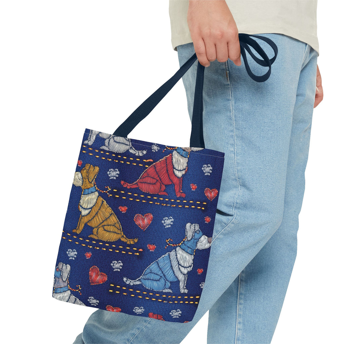 Love Day Graphic Design Denim Fabric Imitation Print Unisex Canvas Bag POLY 3 Sizes Tote Bag 201-14