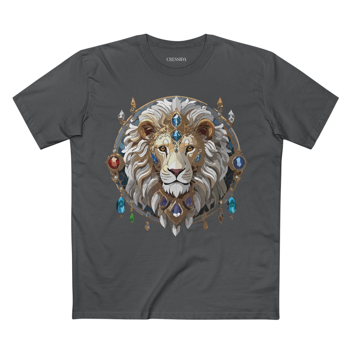 Lion Graphic Unisex 100 Cotton Tee With Unique Animal Golden Medallion Art Design 57