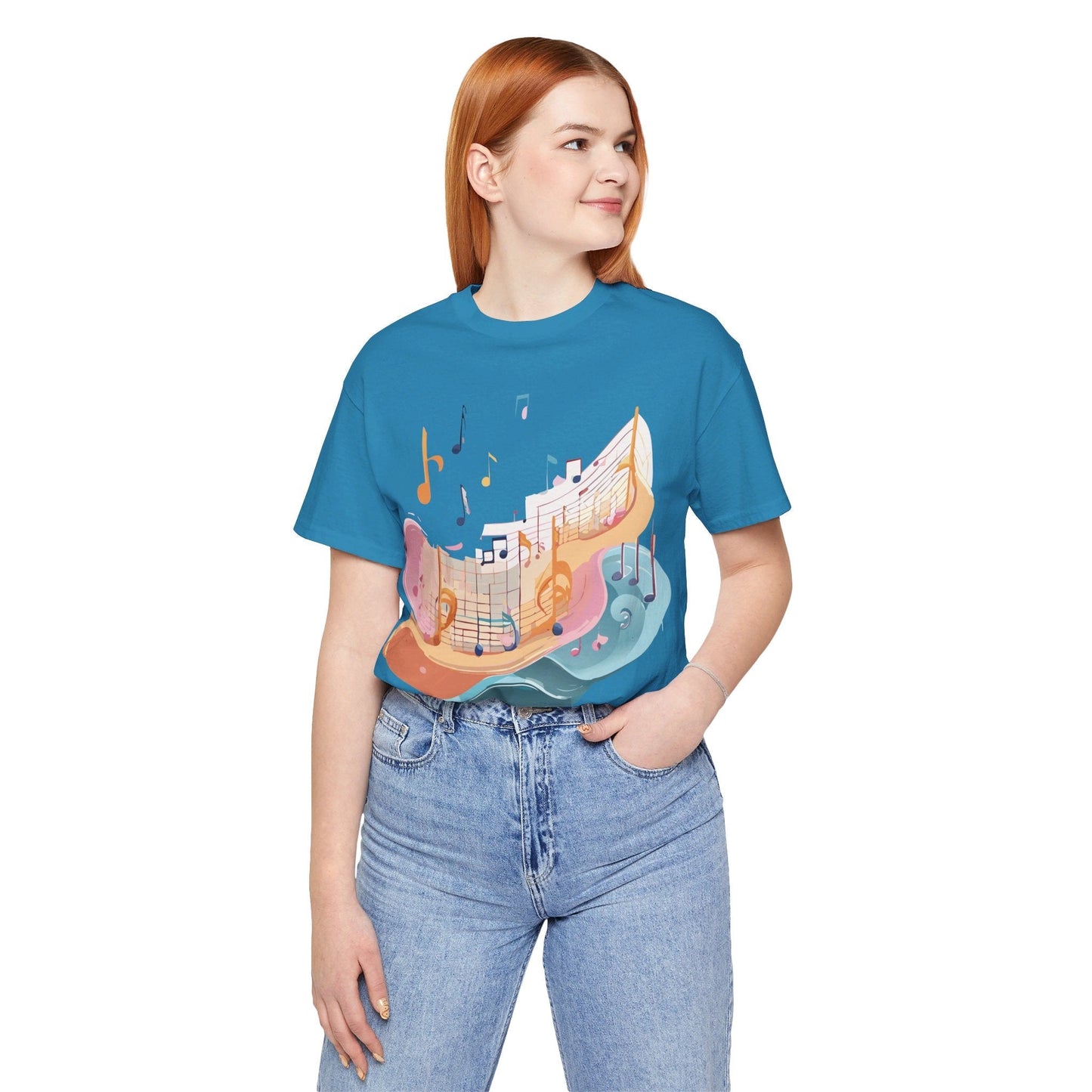 Music Graphic Unisex 100 Cotton Vintage Art with Musical Elements Tee 27