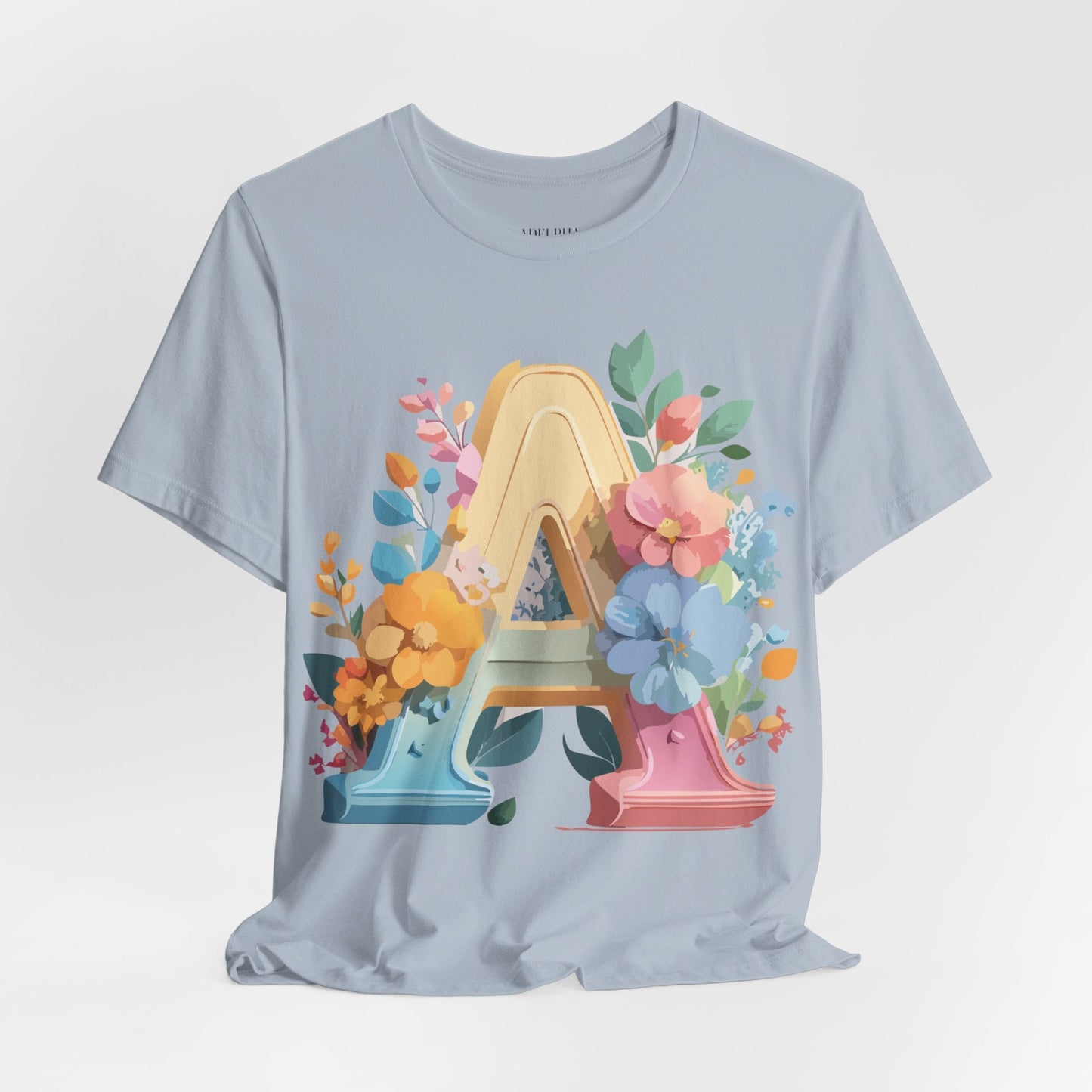 Letter A Shirt Graphic Tee Unisex Short Sleeve by Adelpha Vintage Inspired Art Tee