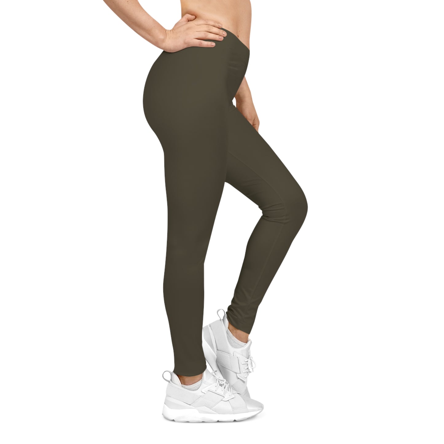 Dark Khaki Color Women's Poly-Span Casual Leggings XS-2XL