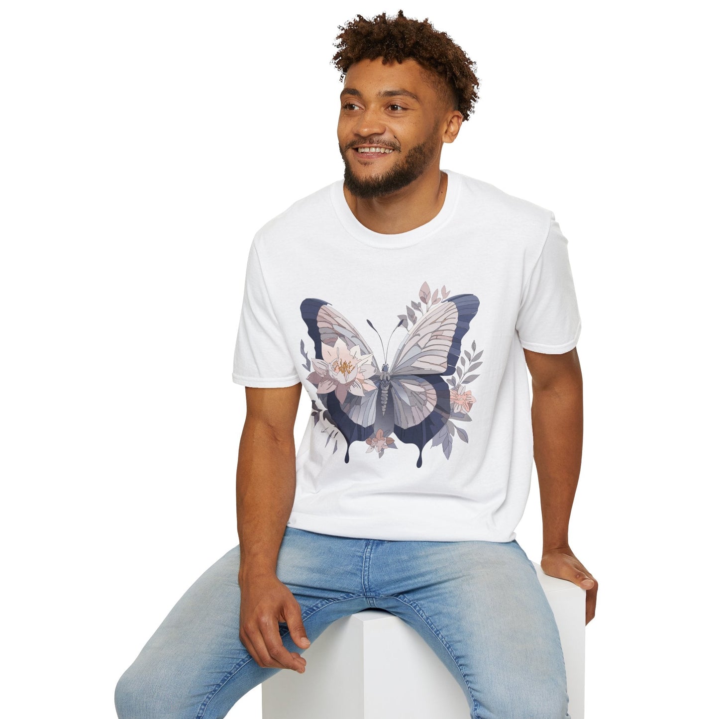Butterfly T Shirt Unisex Monarch Print Softstyle Cotton Tee for Everyday Comfort