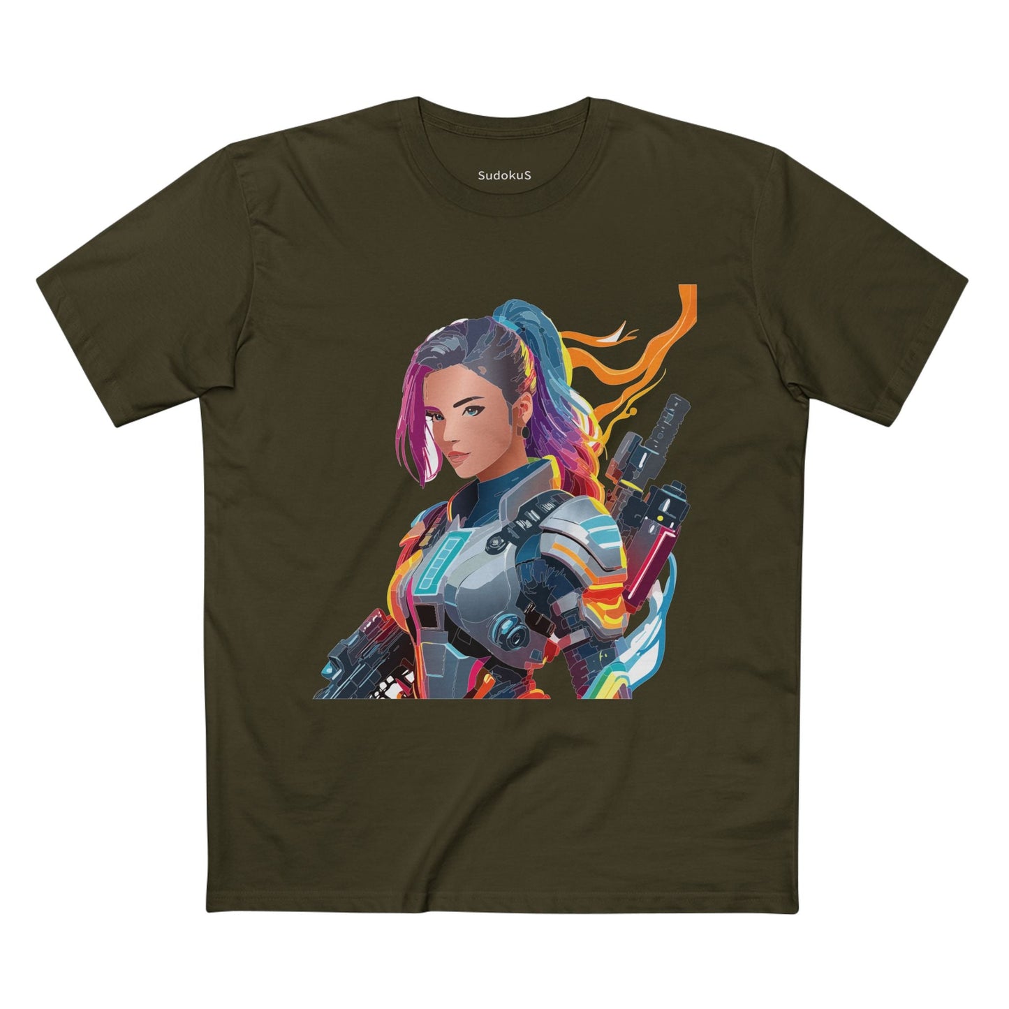 Army-woman Graphic Unisex 100 Cotton Staple Tee 10