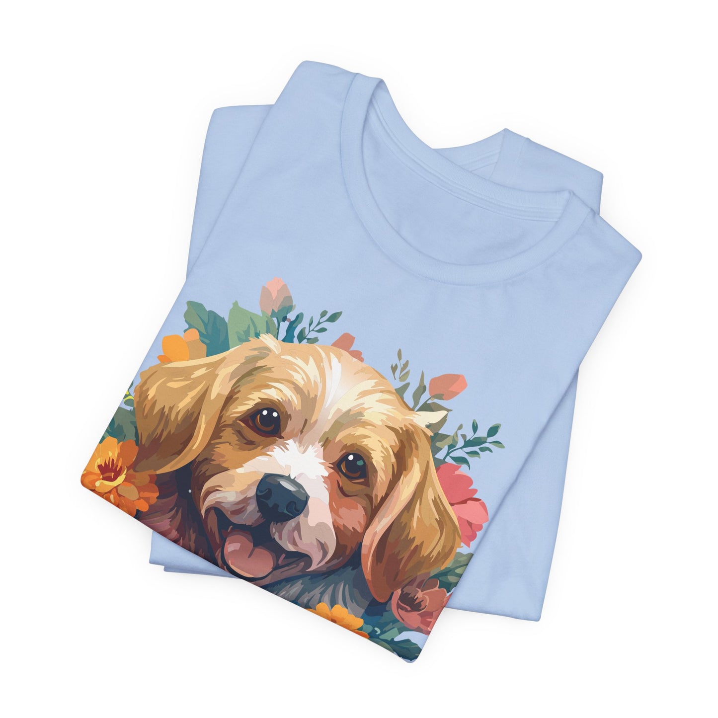 Floral Dog Tee, Animal Shirt, Dog Shirt, Floral Tee, Flower T-shirt, T-Shirt with Animal, Summer Top with Art Design