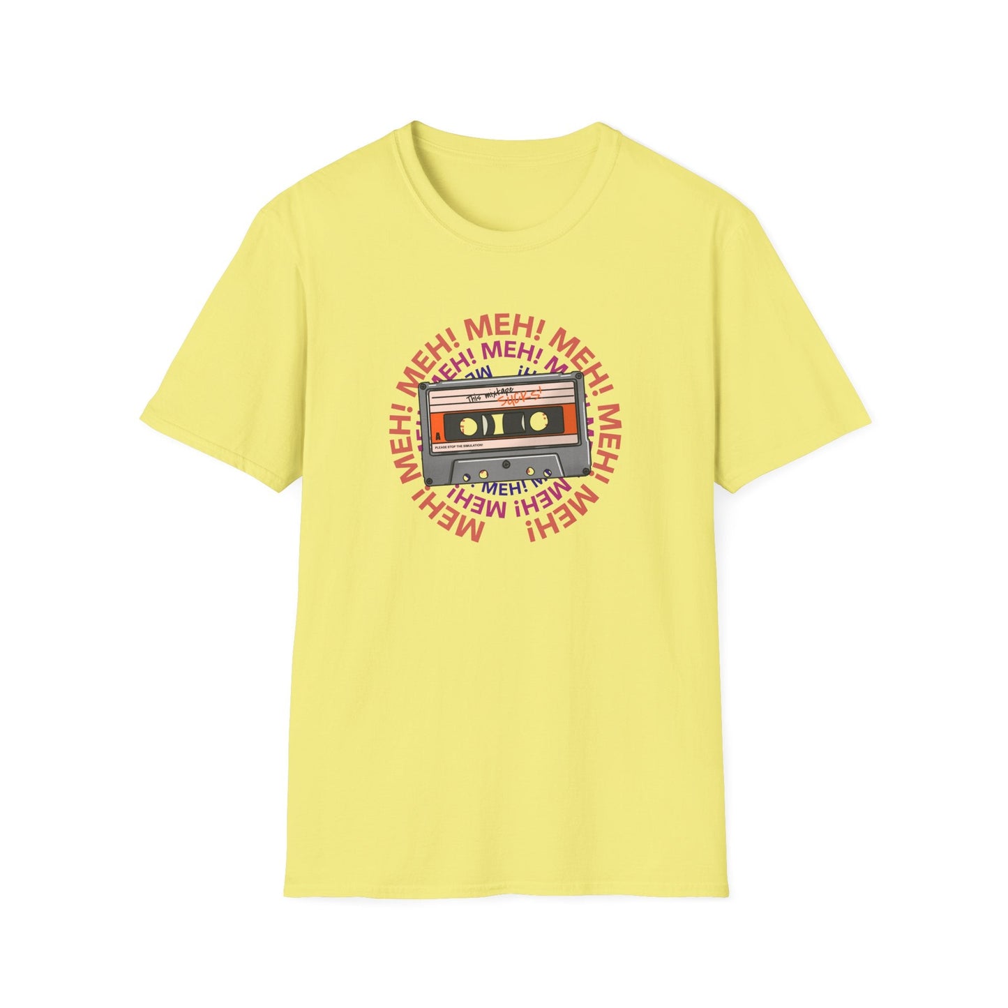 Cassette Tape Meh Graphic T-Shirt Unisex Cotton Retro Funny Music Tee