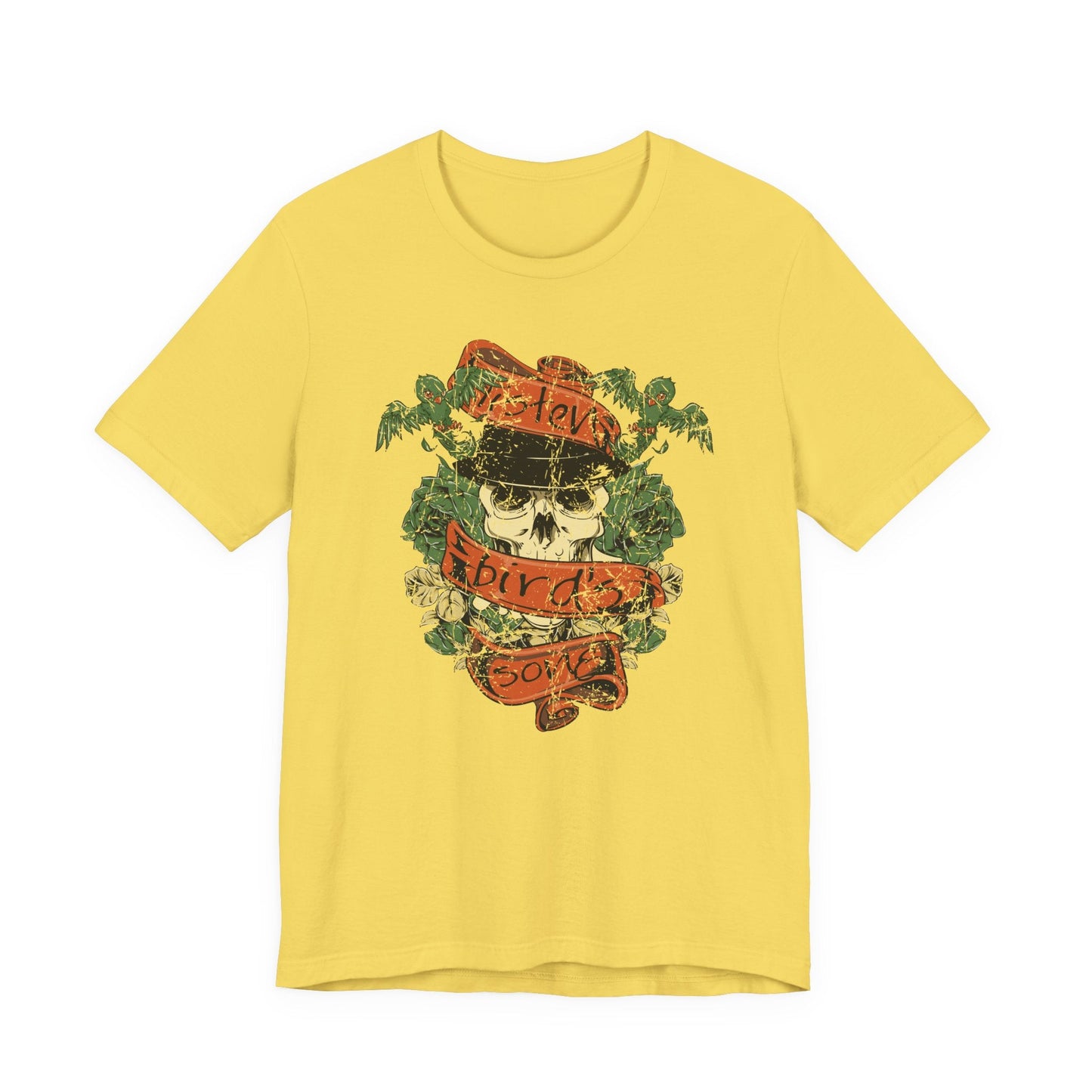 Skull Floral Tattoo Style Graphic Design Unisex Cotton T-Shirt Art-38