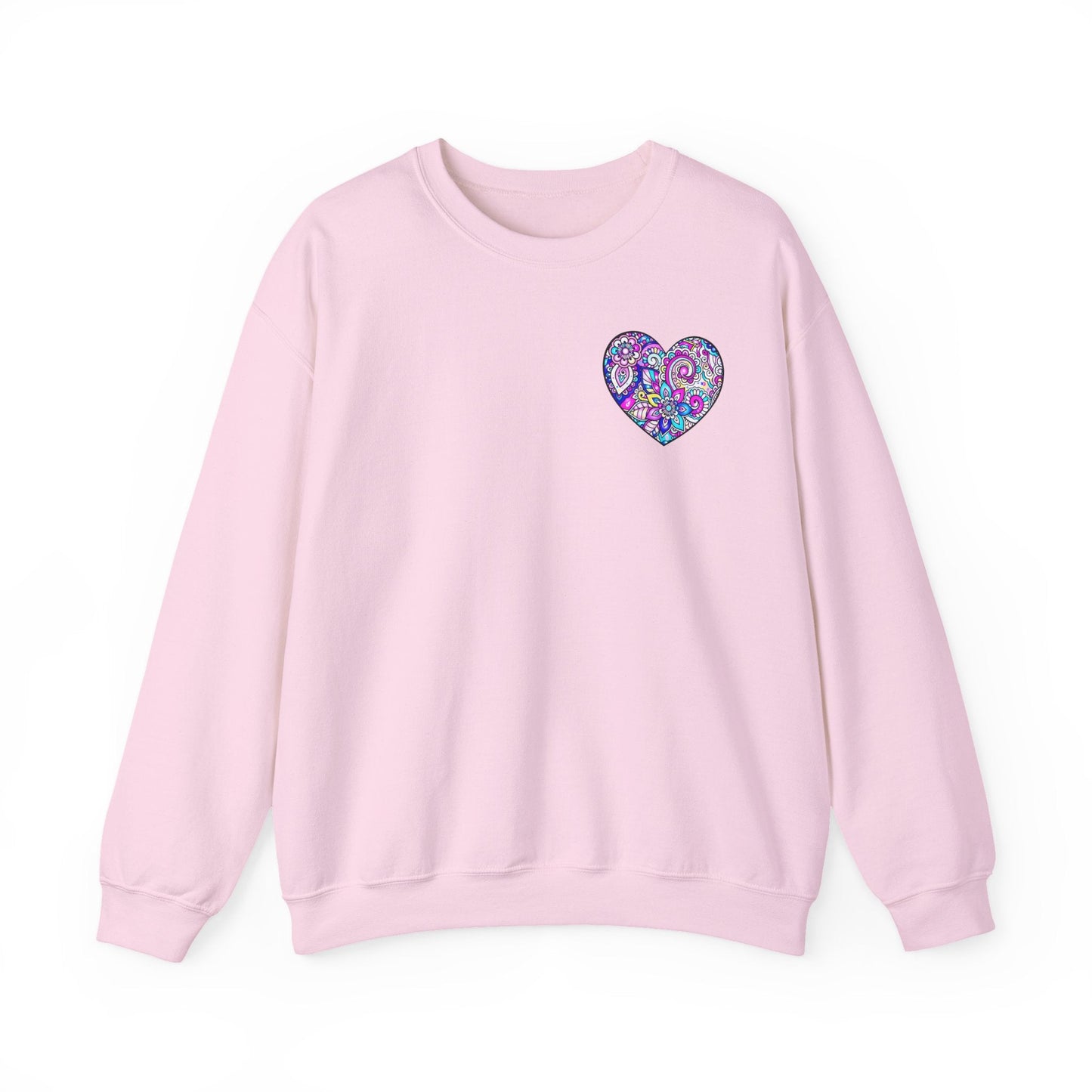 Floral Heart Sweatshirt Valentines Day Unisex Crewneck Gildan 18000 Heavy Blend Cotton Polyester
