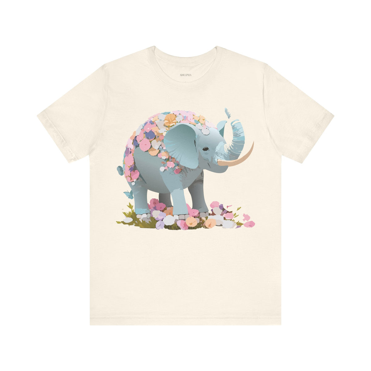 Elephant Graphic Unisex Cotton Bella+Canvas Tee with Art Animal Design e126
