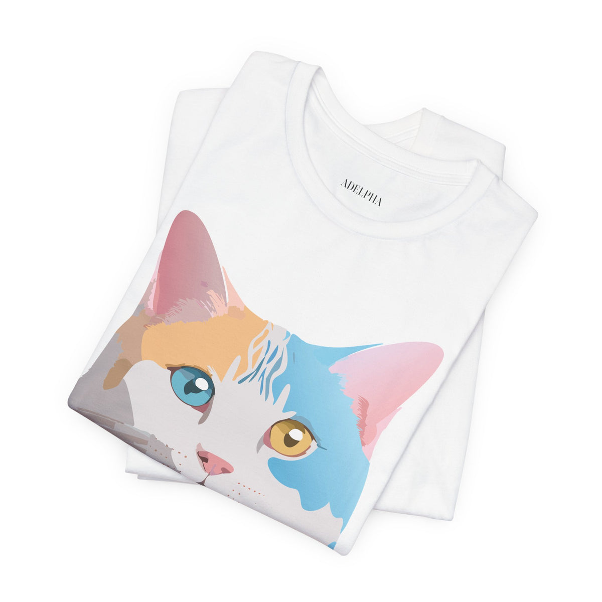 Cat Graphic Unisex Cotton Bella+Canvas Tee with Art Animal Design e109