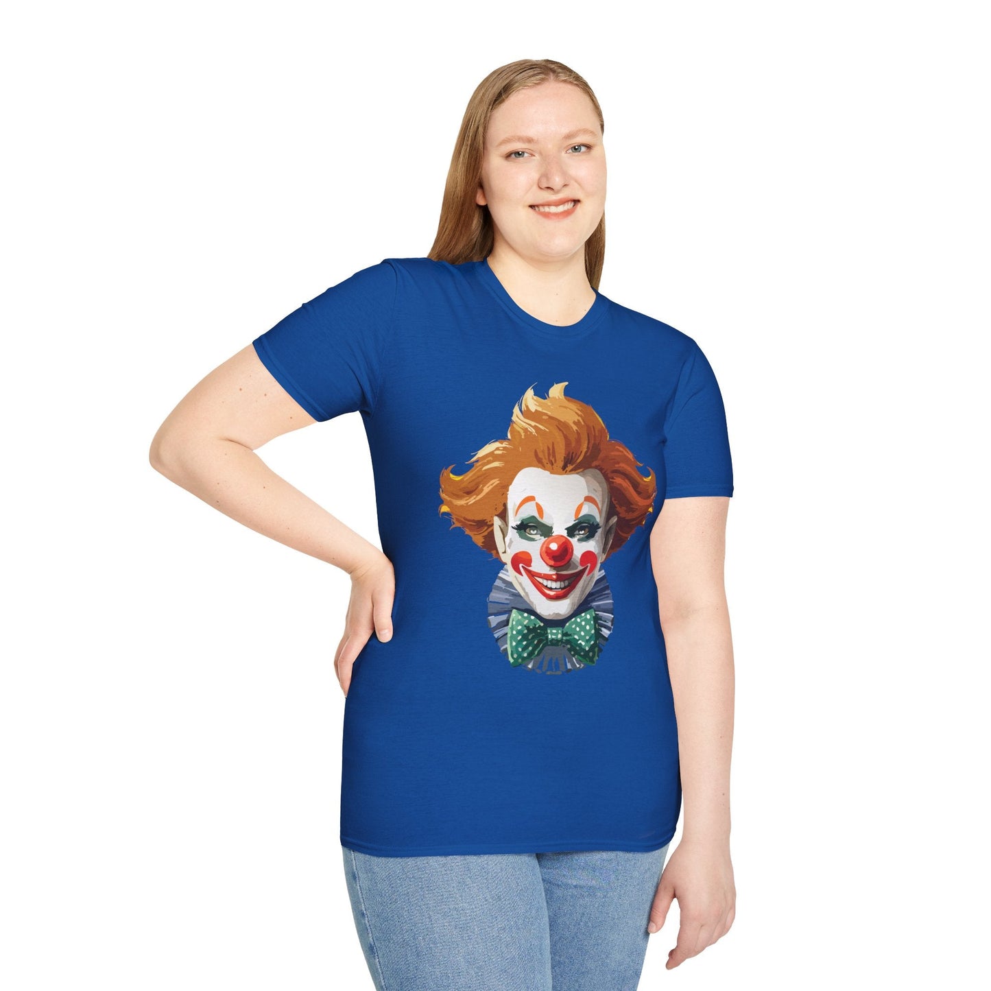 Clown Theme T Shirt Funny Man Circus Scary Man Unisex Gildan Softstyle Graphic Tee Everyday Wear