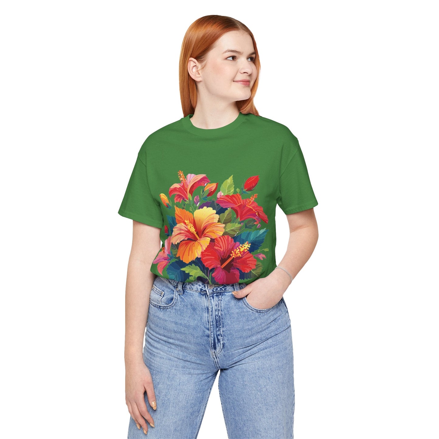 Retro2Nova Floral Shirt Unisex Jersey Short Sleeve Tee From Flowers Collection Bold Vibrant Design