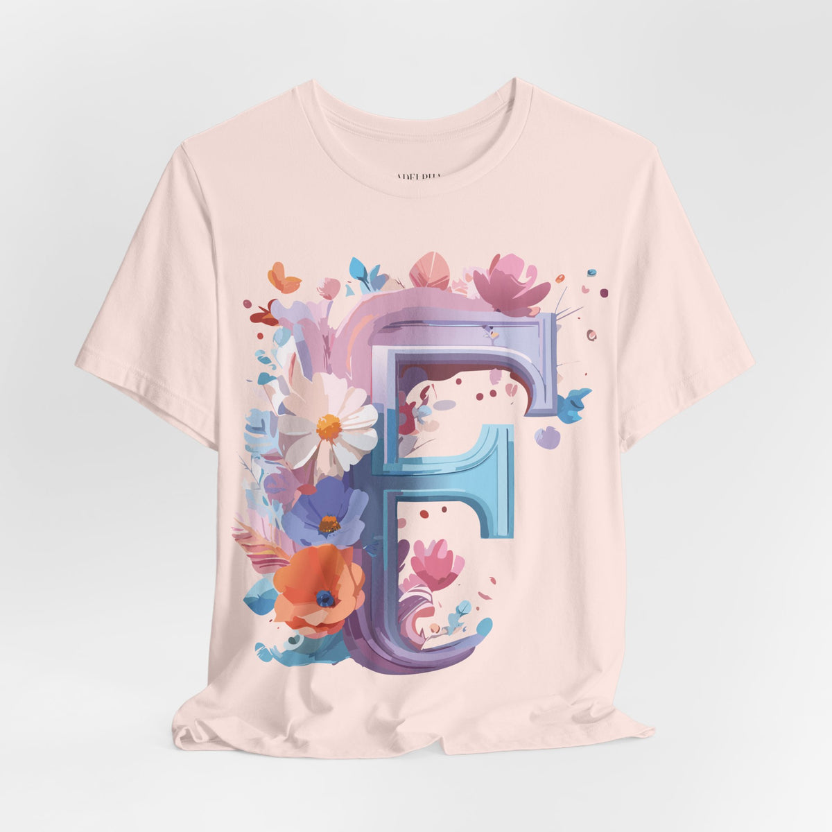 Letter F Graphic Unisex Cotton Bella+Canvas Tee with Art Letter Design