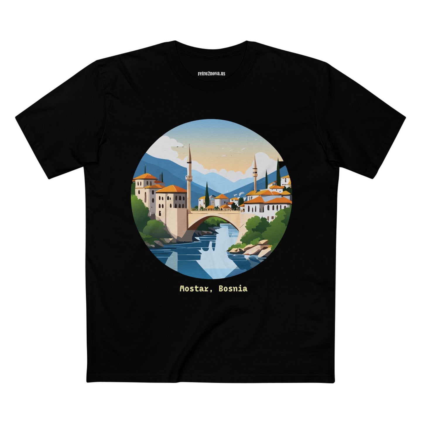 Unisex Travel Shirt Bosnia Edition Tee With Original Art Design By Retro2Nova Premium Cotton