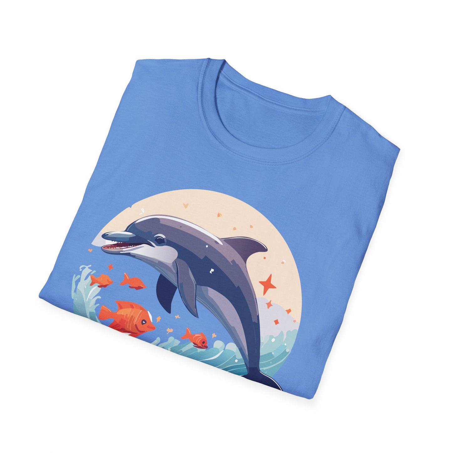 Unisex Dolphin Shirt Gildan Softstyle 64000 Short Sleeve Fish Tee With Dolphin Graphic