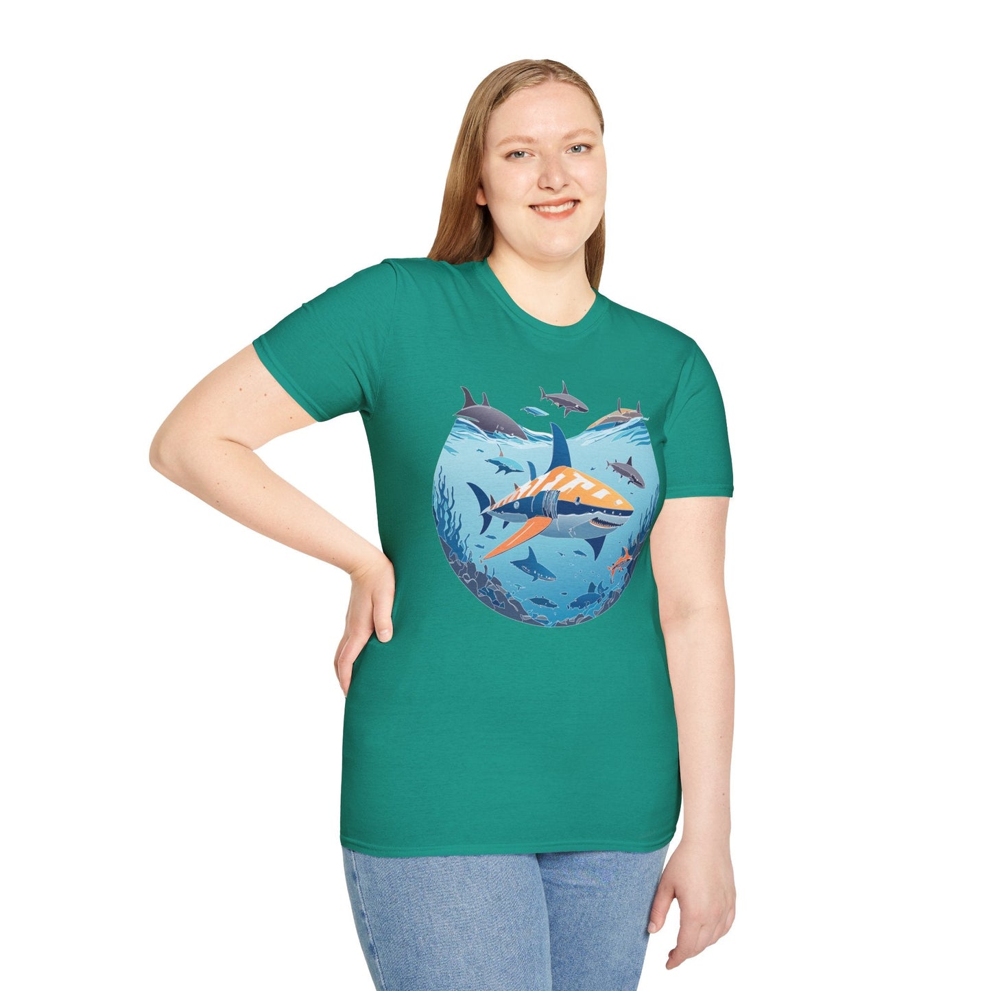 Ocean Tee Shirt Unisex Softstyle Gildan 64000 100 Percent Ring Spun Cotton Breathable U Boat Design