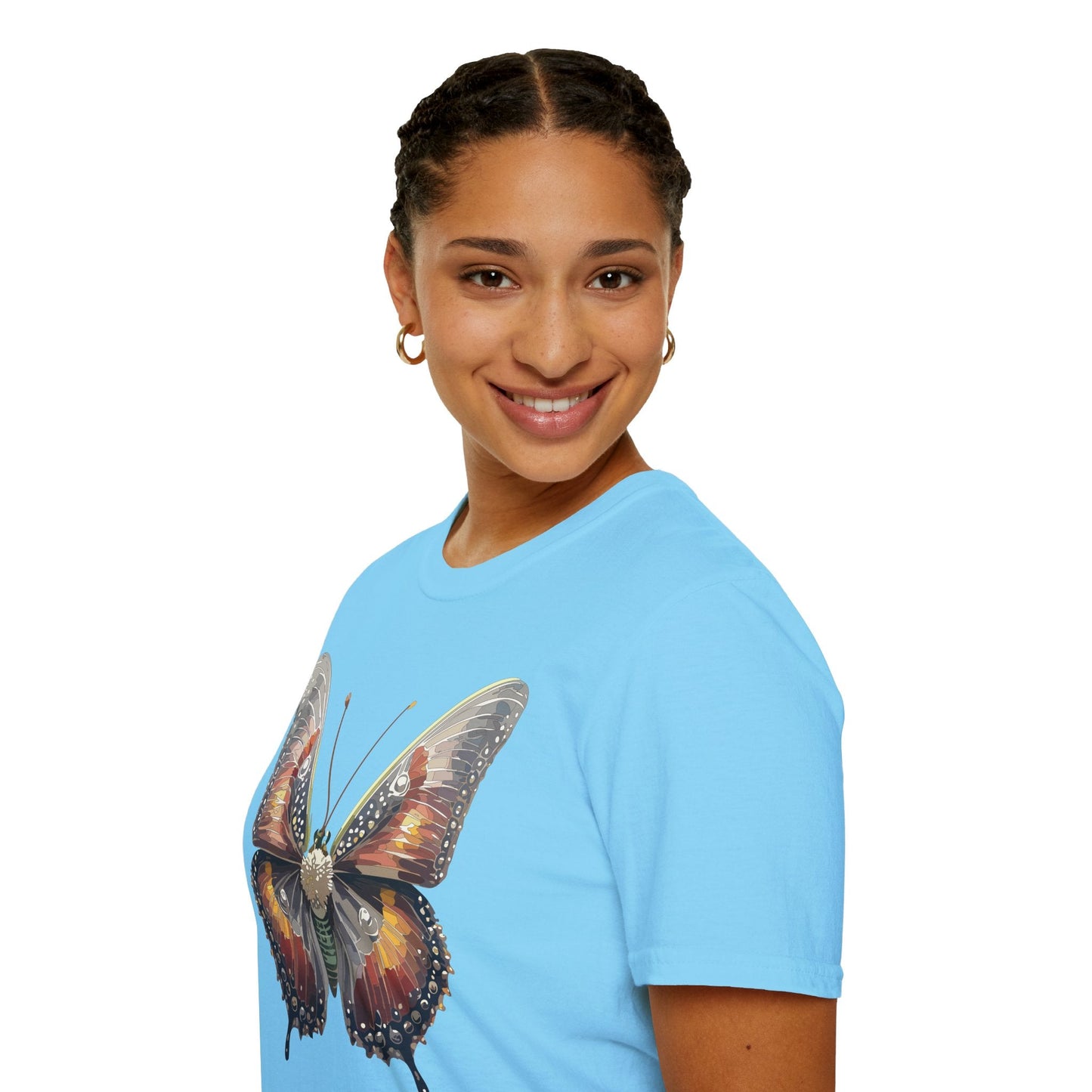 Butterfly Shirt Unisex Lightweight 100 Cotton Gildan Softstyle 64000 Tee Monarch Butterfly Design