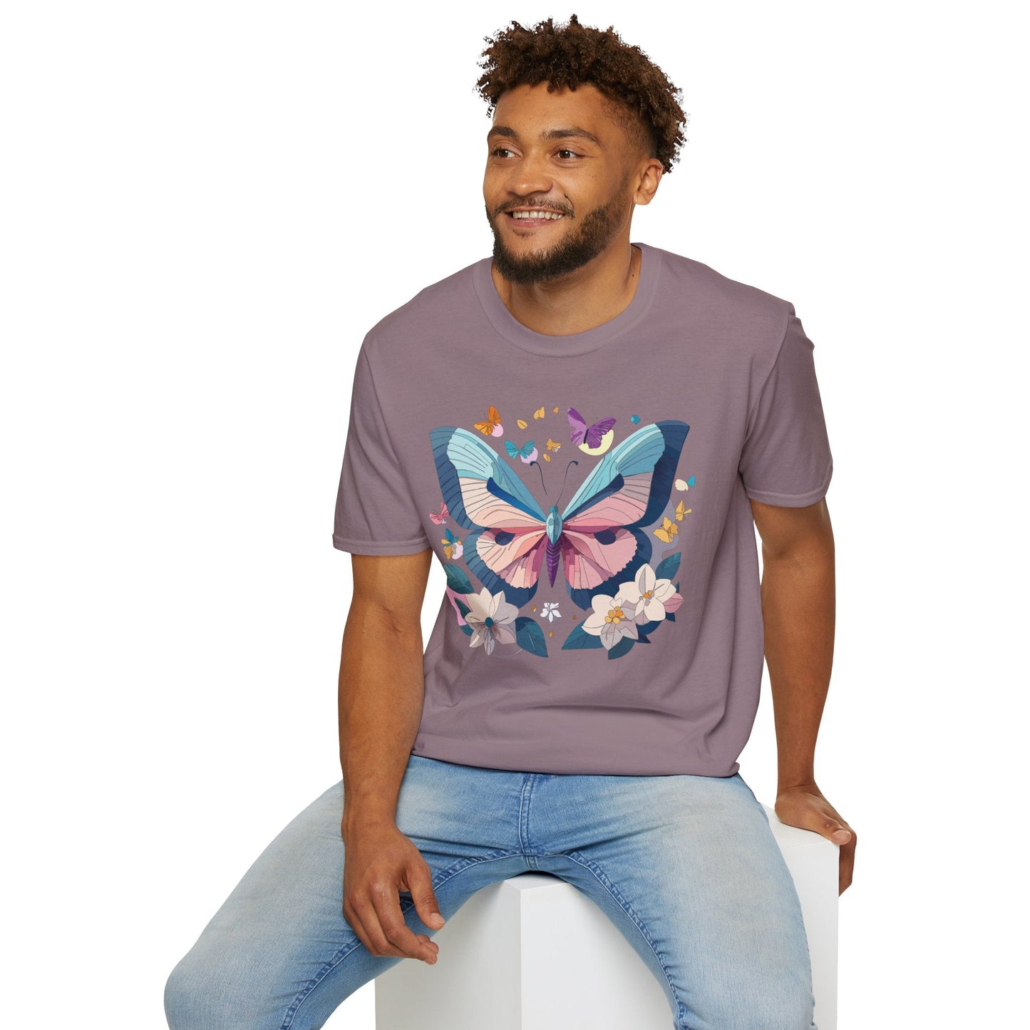 Butterfly Shirt Unisex T Shirt Softstyle Gildan 64000 Ring Spun Cotton Monarch Design