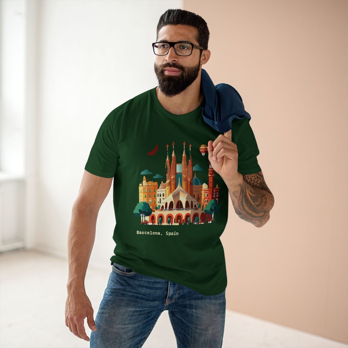 Barcelona Travel Shirt Unisex Cotton Art Tee Retro2Nova Premium Quality Original Art Design