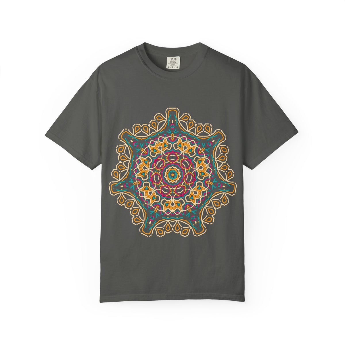 Unisex Garment Dyed Cotton T-Shirt with Mandala Graphic Design