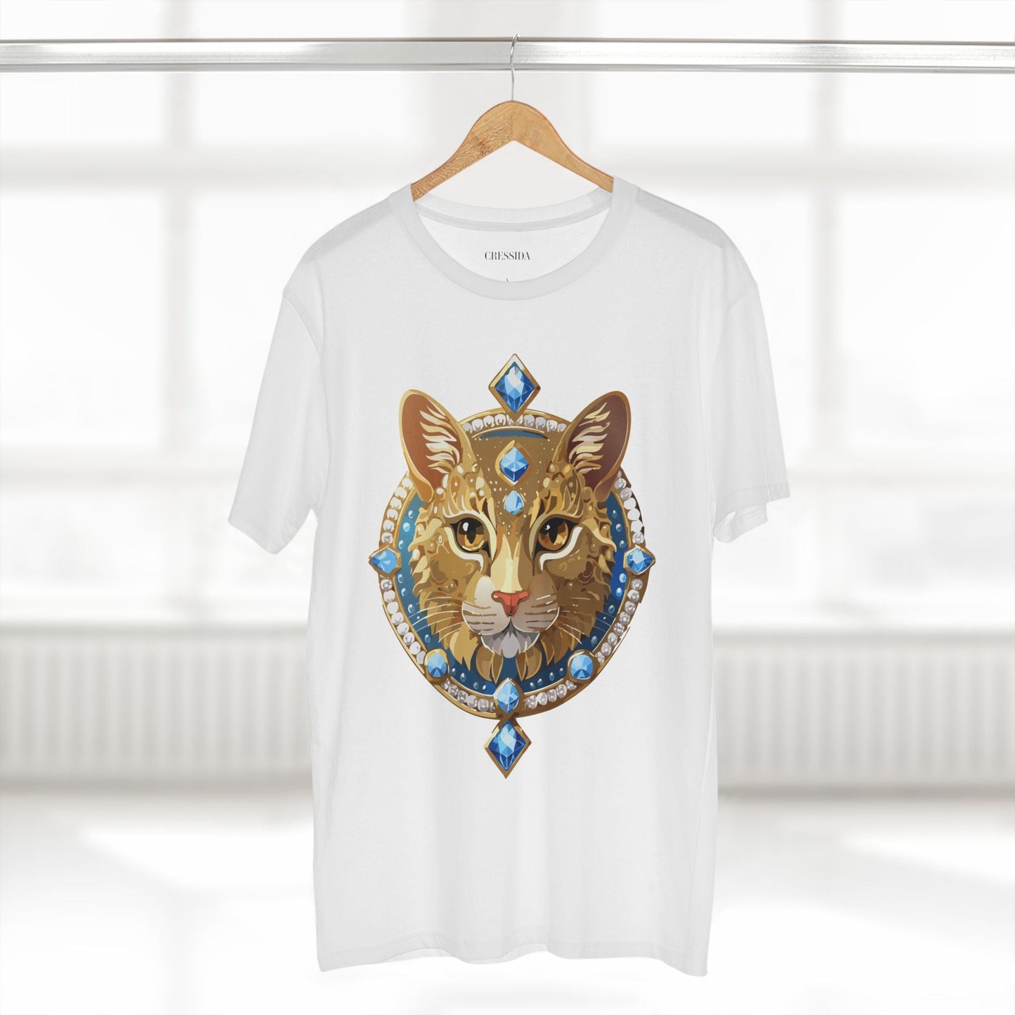 Cat Graphic Unisex 100 Cotton Tee With Unique Animal Golden Medallion Art Design 10