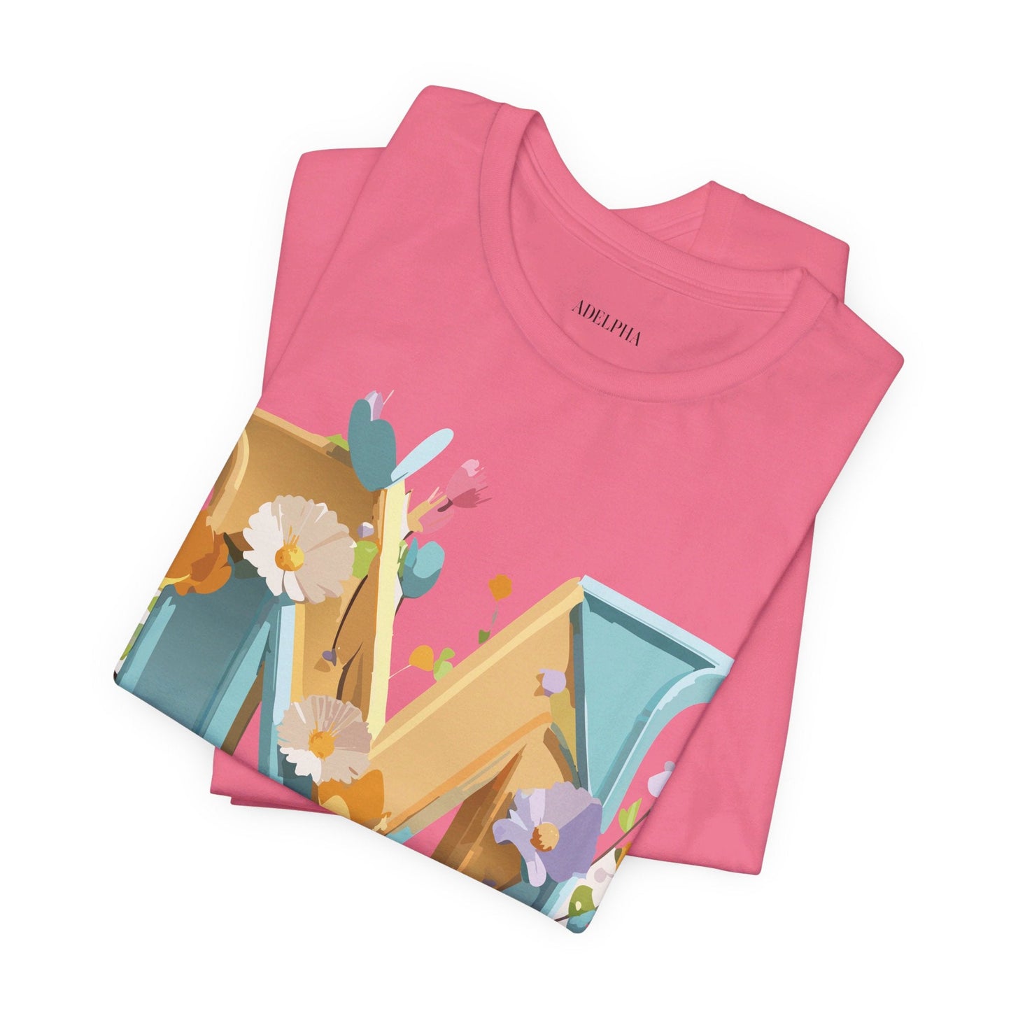 Letter M Shirt Unisex Graphic Tee Vintage Inspired Artwork Adelpha Jersey Short Sleeve