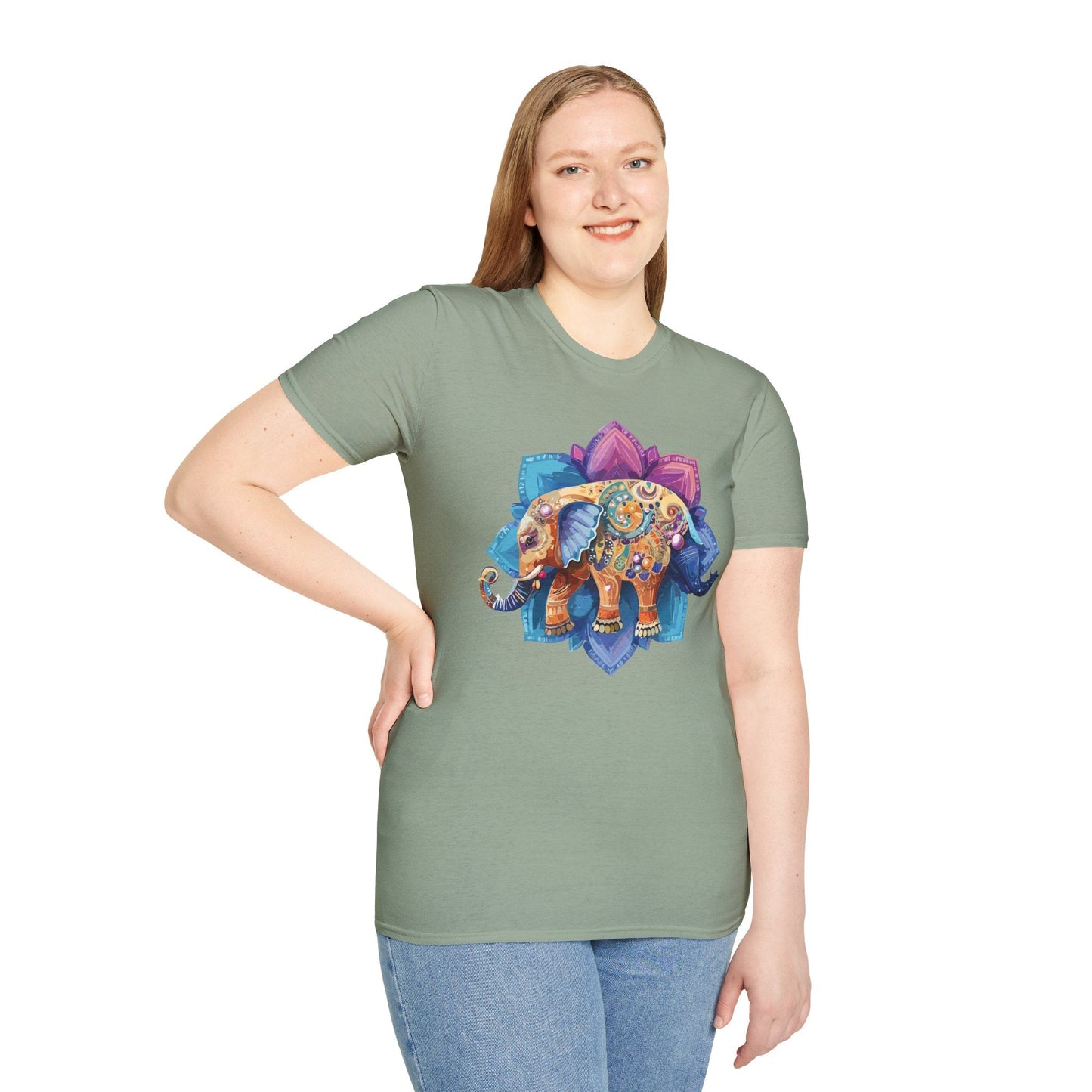 Unisex Elephant T Shirt Softstyle Gildan 64000 Cotton Tee For Animal Lovers And Collectors
