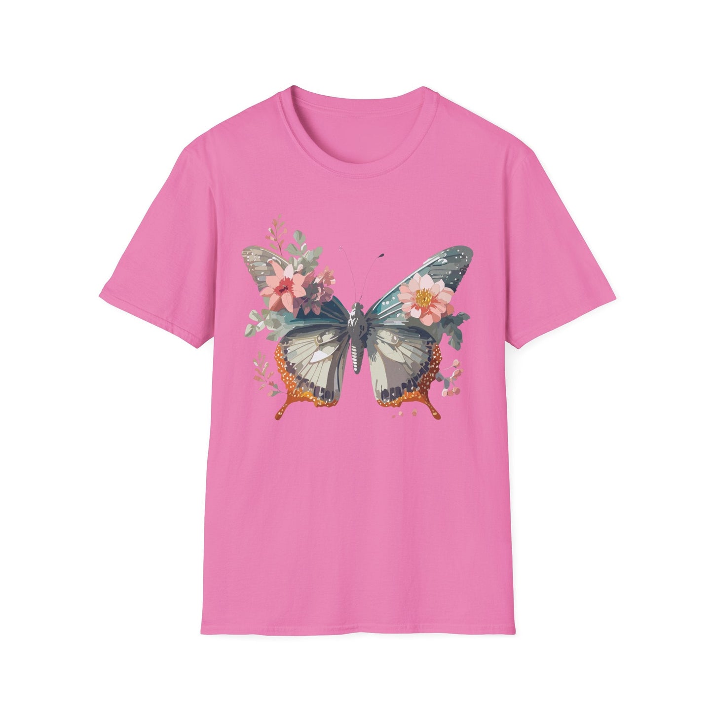 Butterfly Shirt Unisex Softstyle T Shirt Gildan 64000 Lightweight Ring Spun Cotton Monarch Design