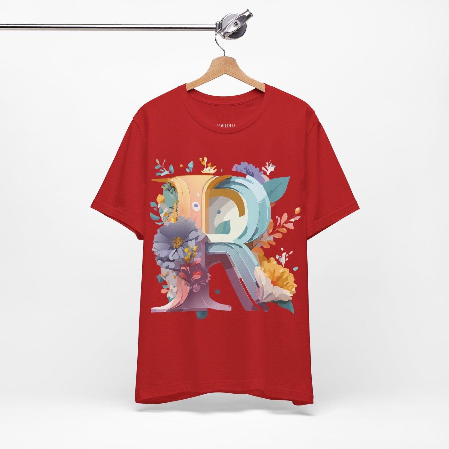 Letter R Graphic Tee Unisex Short Sleeve Vintage Inspired Shirt By Adelpha Art Design Tee